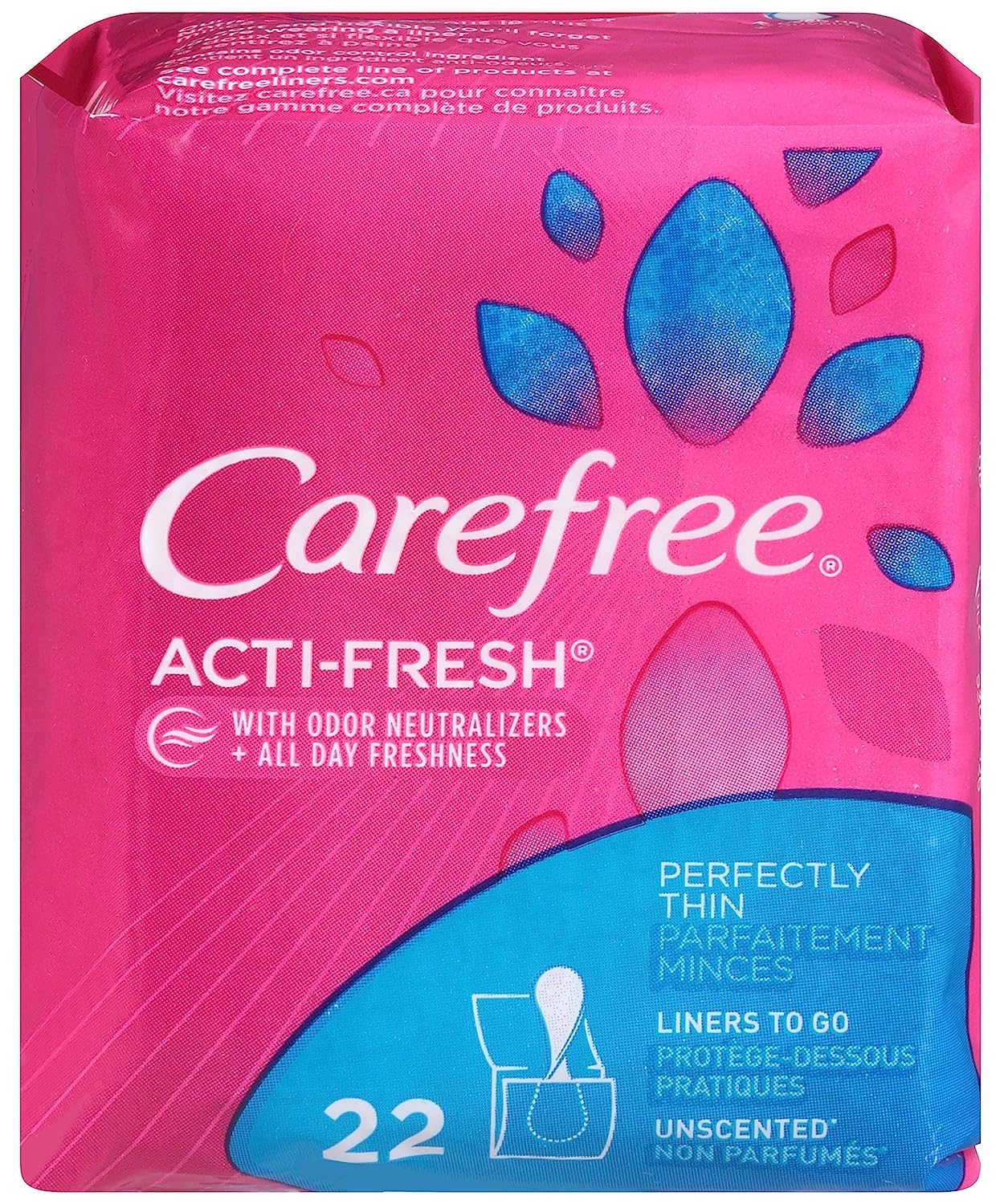 Carefree Acti-Fresh Thin Panty Liners, Unscented, 92 Count, Pack