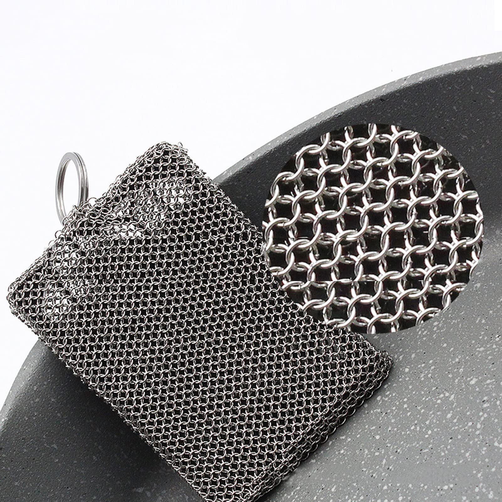 Sagit Stainless Steel Iron Skillet Cleaner Chainmail Cleaning Scrubbers  With Hanging Ring For Pot Cookware Round 7 Inch Diameter – i migliori  prodotti nel negozio online Joom Geek