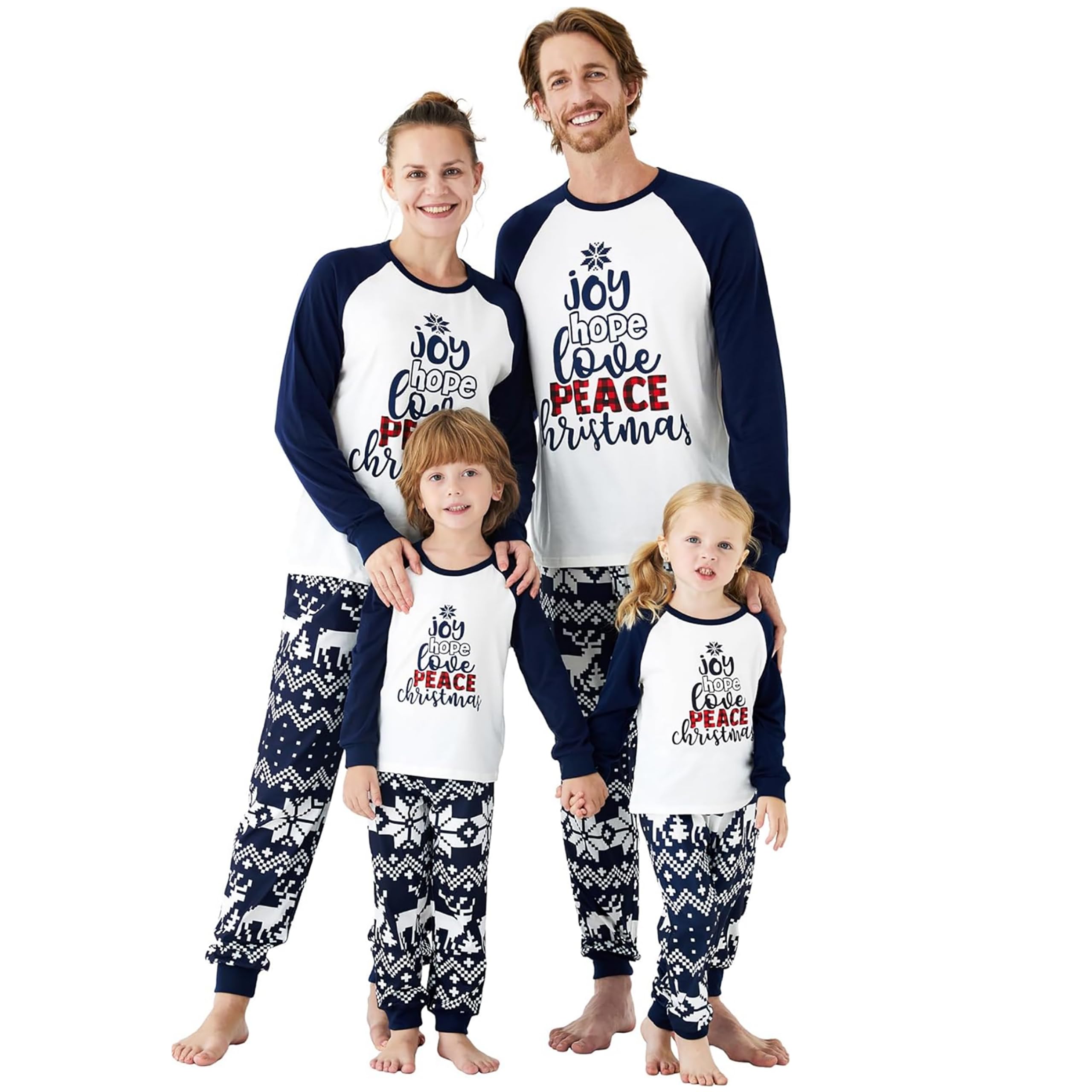 PATPAT Family Matching Christmas Pajamas Tree Snowflake and Letters Print  Sleepwear Long-sleeve Pajamas Sets Family Xmas Outfits Baby 6-9 Months Red