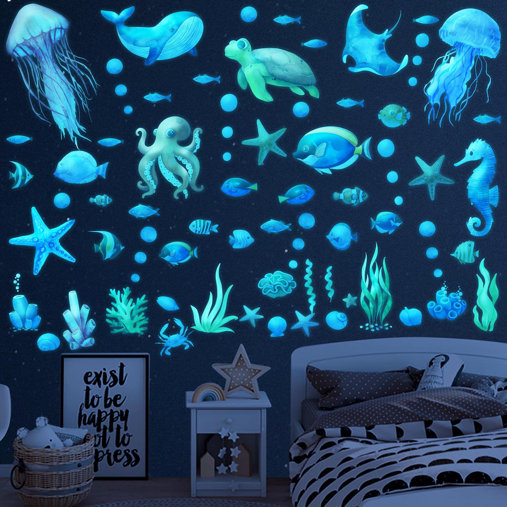 Ocean Fish Wall Decal- Under The Sea Vinyl Wall Stickers for Kids Room –