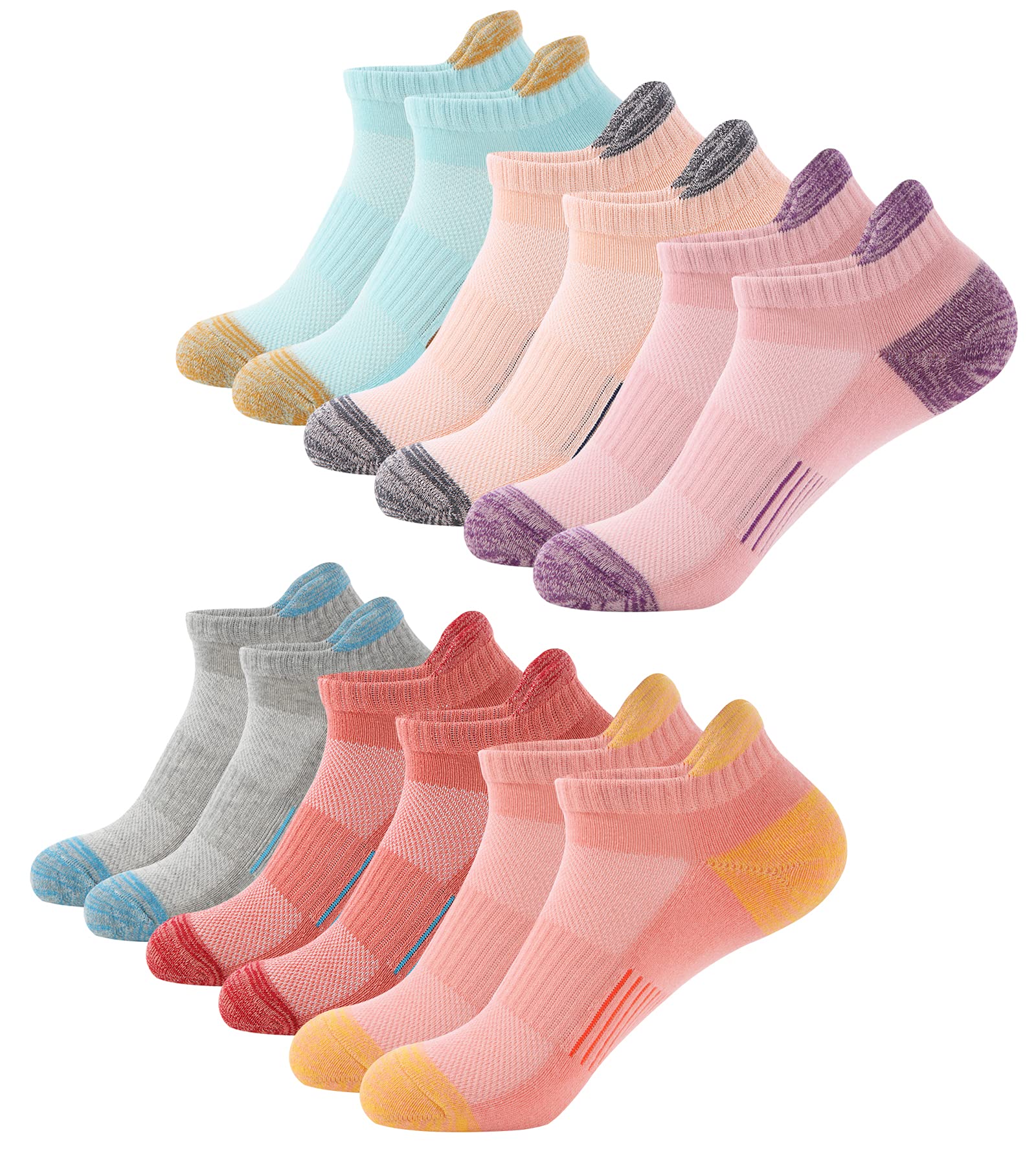 BUDERMMY Running Ankle Socks for Women Athletic Cotton Cushioned 5-6 Pairs  Workout No Show Socks