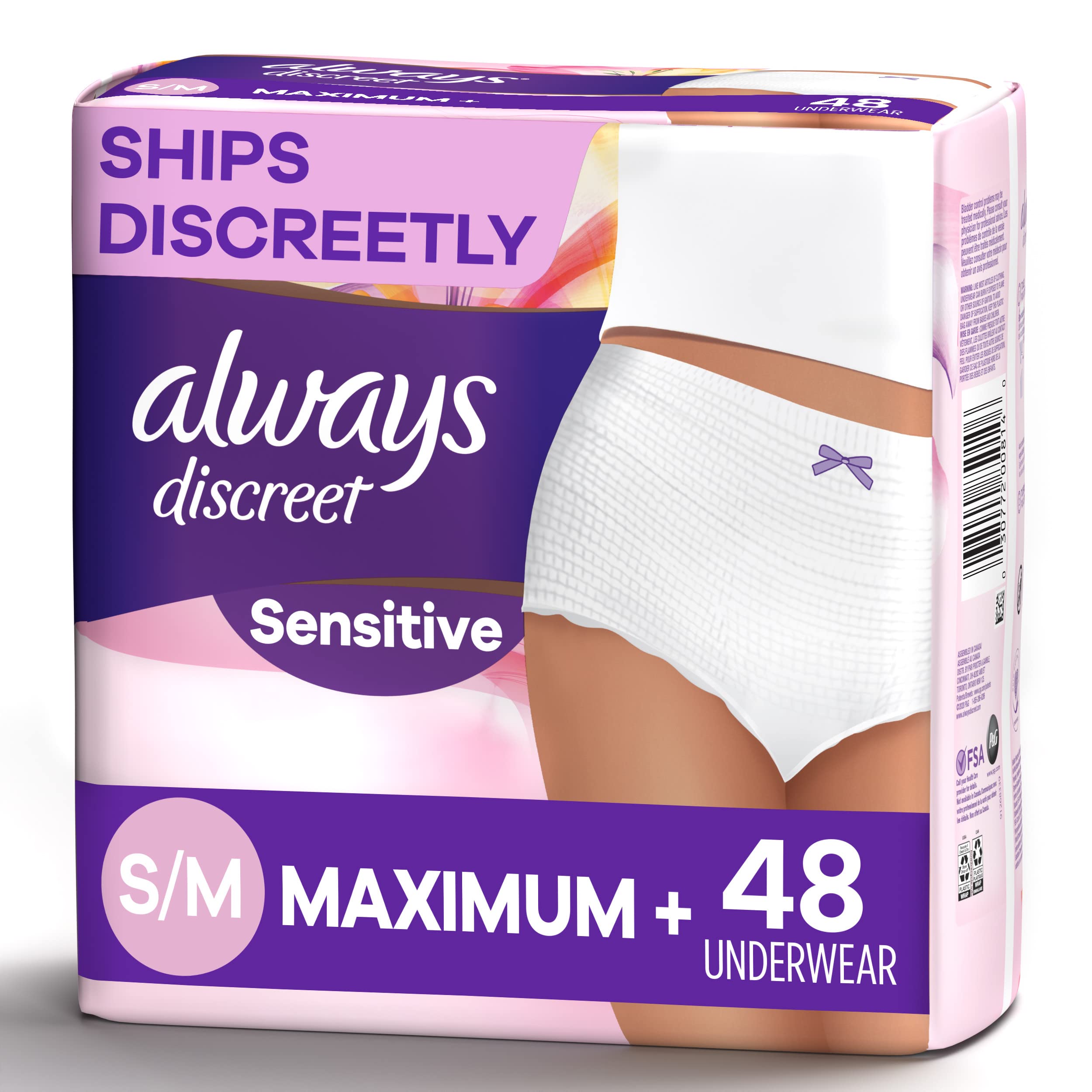 Always Discreet Women's Incontinence Underwear, Maximum Small