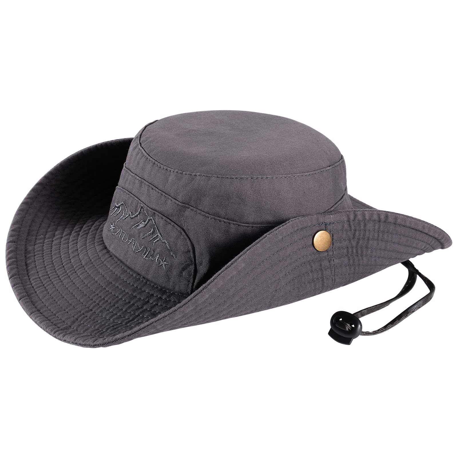 Obling Sun Hat, Fishing Hat UPF 50 Wide Brim Bucket Hat Safari Boonie Hat  B-grey