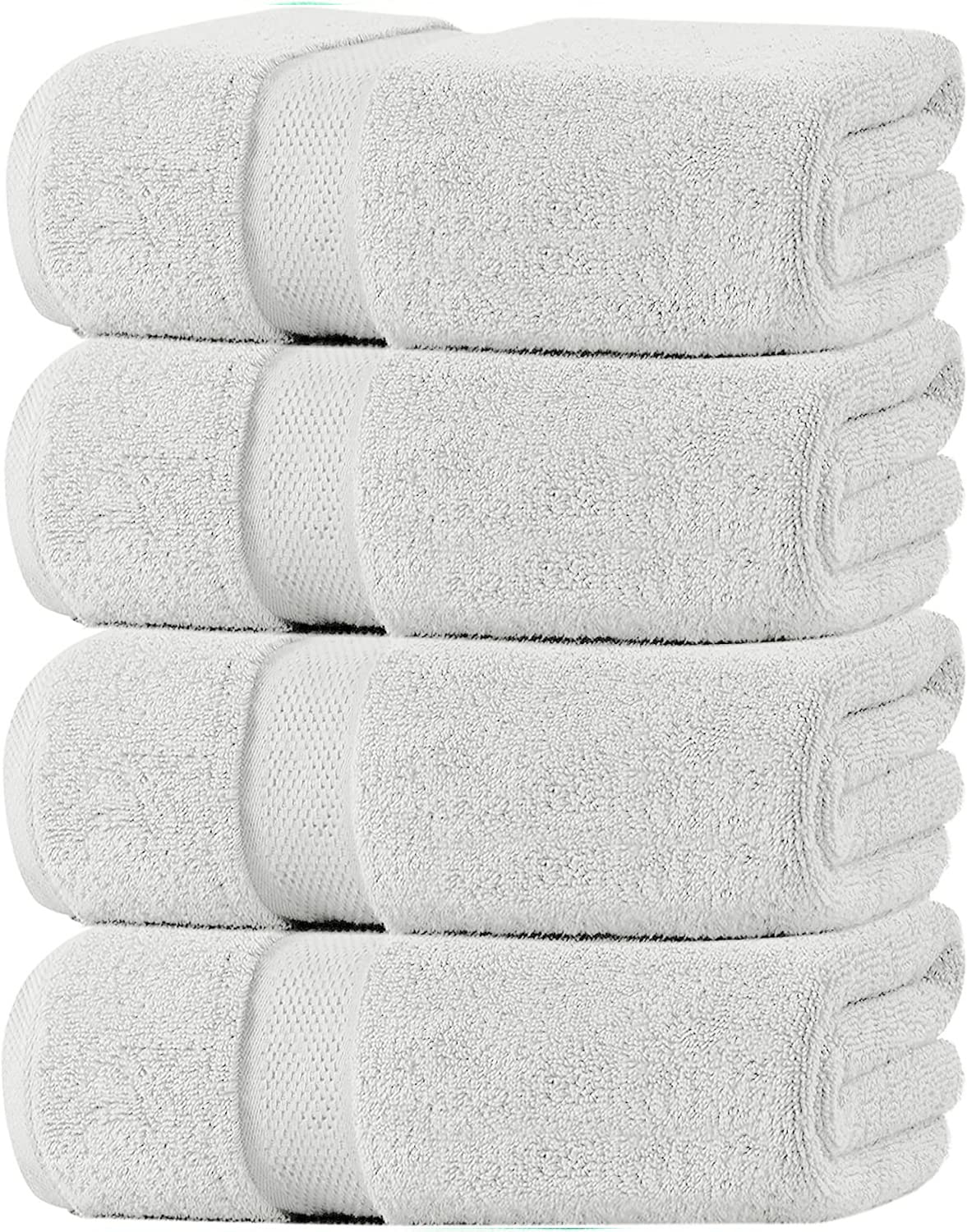 Oakias Silver Bath Towels 4 Pack 27 x 54 Inches Highly Absorbent