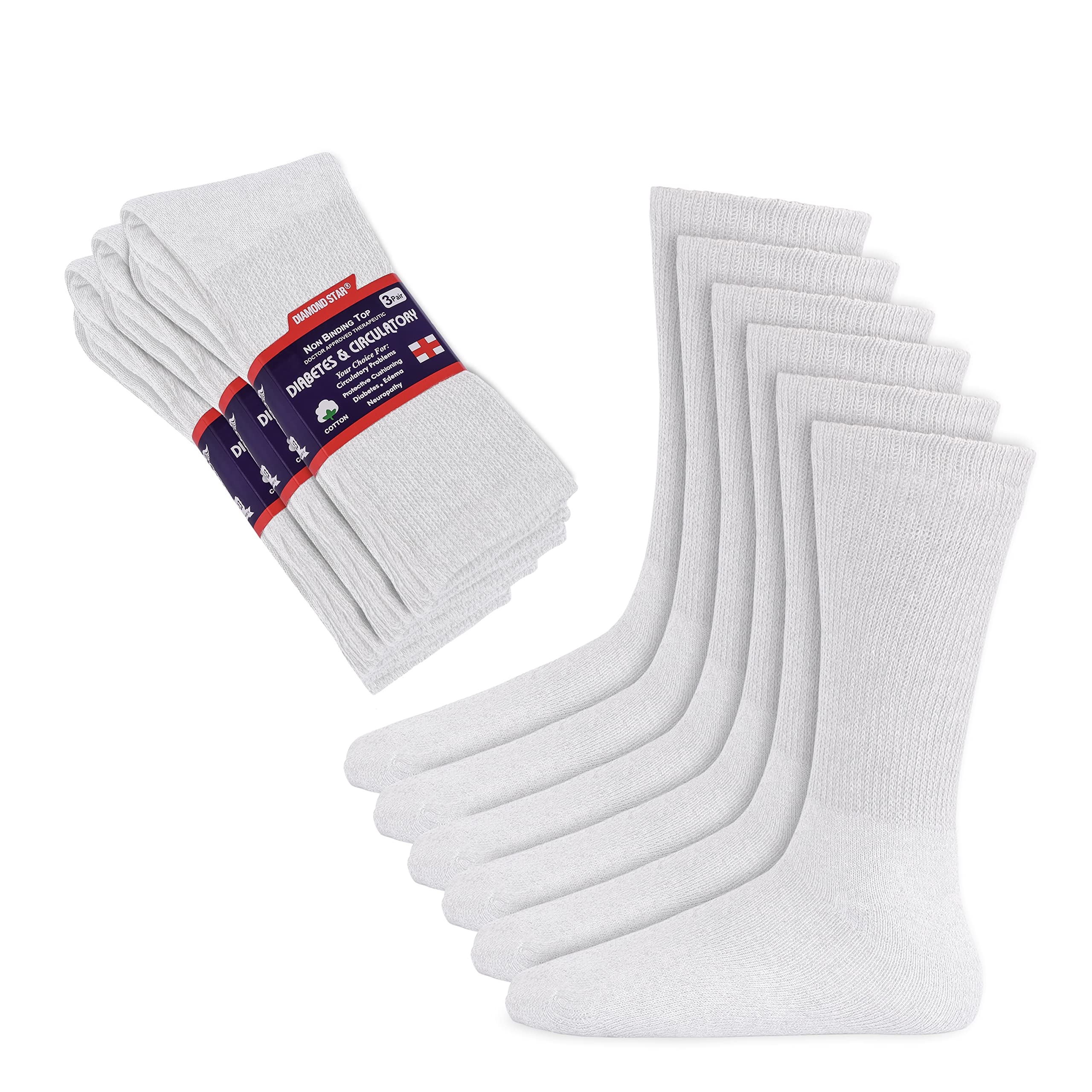 Gentle Grip - 3 Pack Mens Non Binding Loose Fit Top Crew Socks