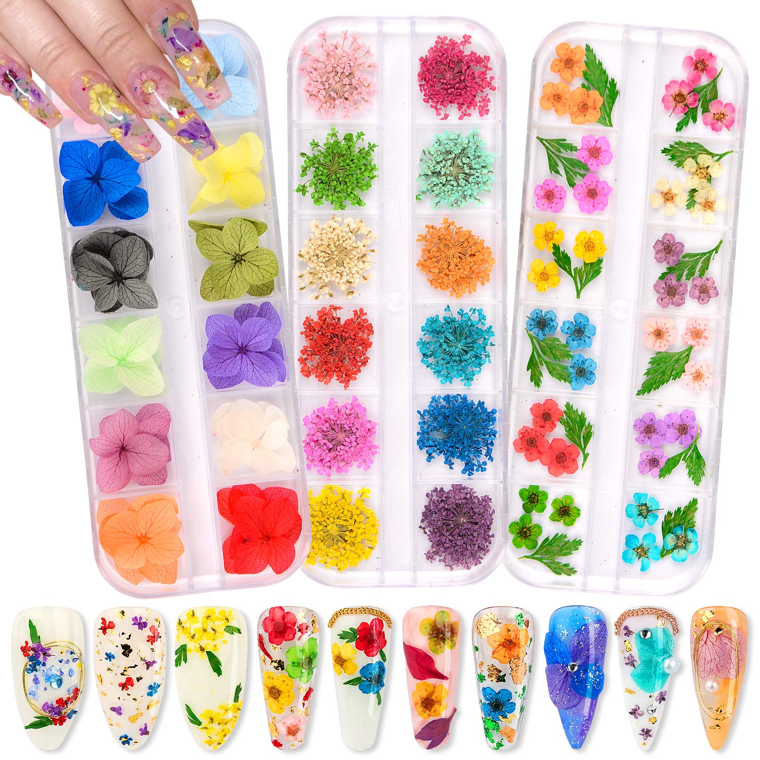 Dried Pressed Flowers Nail Art, Decoration Resin Flowers