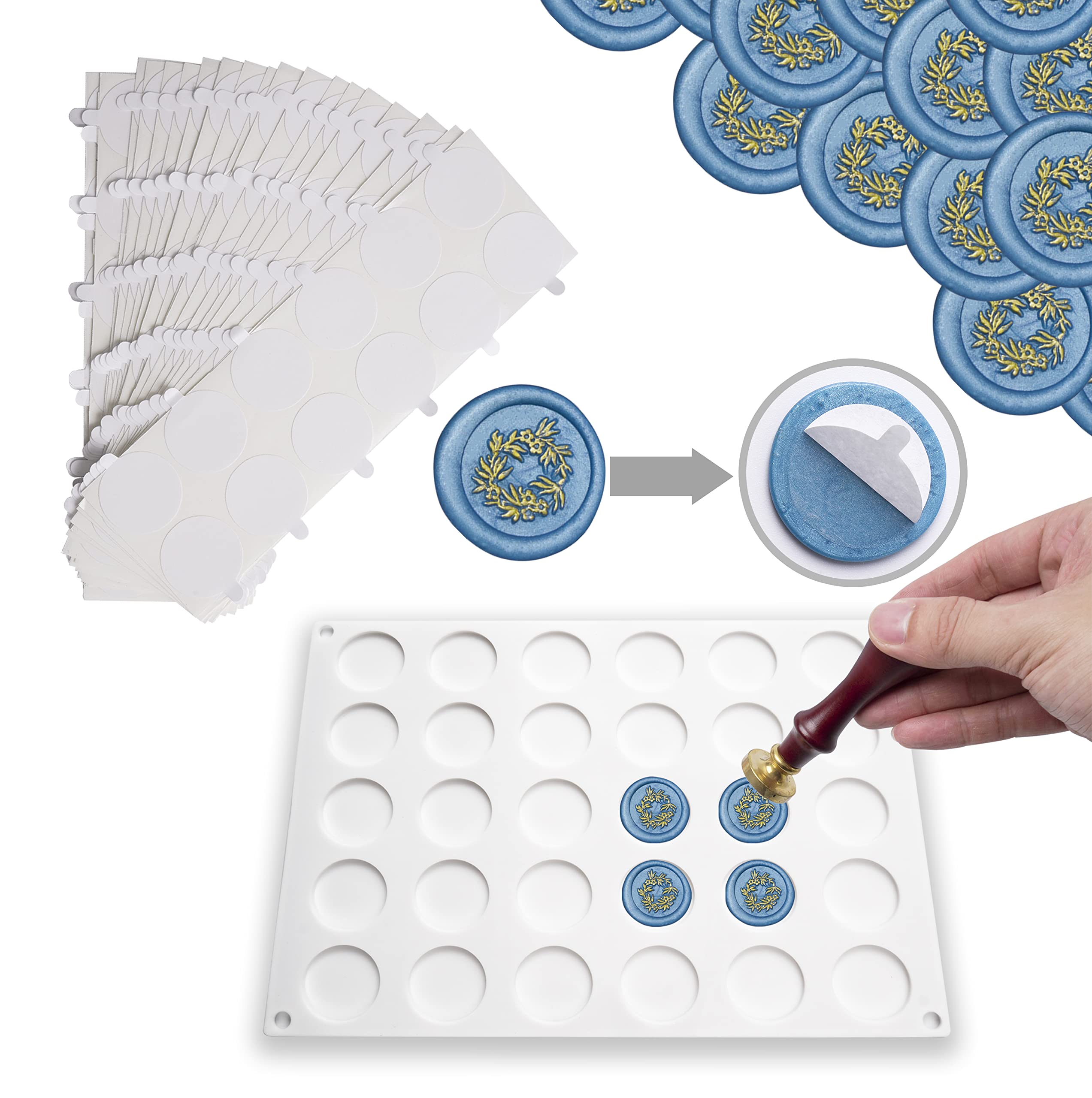 LANDVIDI LANDVIDI003 Landvidi Double Sided Adhesive Dots For Wax Seal Stamp  Kit, 300Pcs 1Inch Adhesive Wax Seal Backing For Wax Seal Stickers, Craft