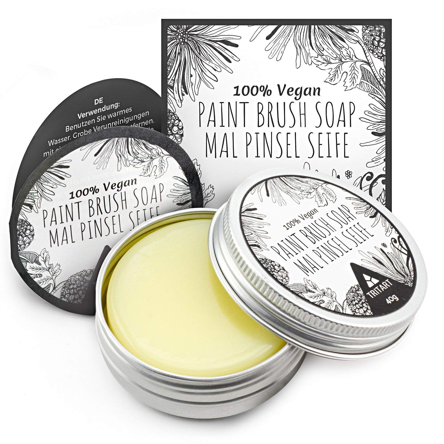 TRITART 100% Vegan Paint Brush Cleaner Soap for Makeup Watercolor & Acrylic  Paint Brushes - Lemon Scented Paint Soap for Cleaning Oil Paint Brushes