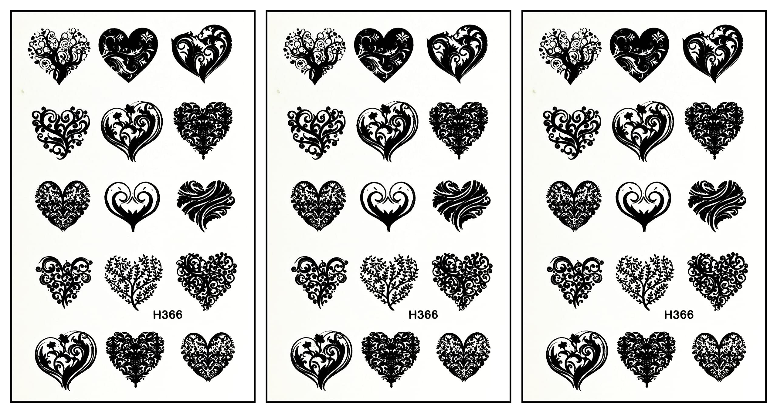 ONCEX Mini 3 Sheets Tattoos Heart Temporary Tattoos Stickers