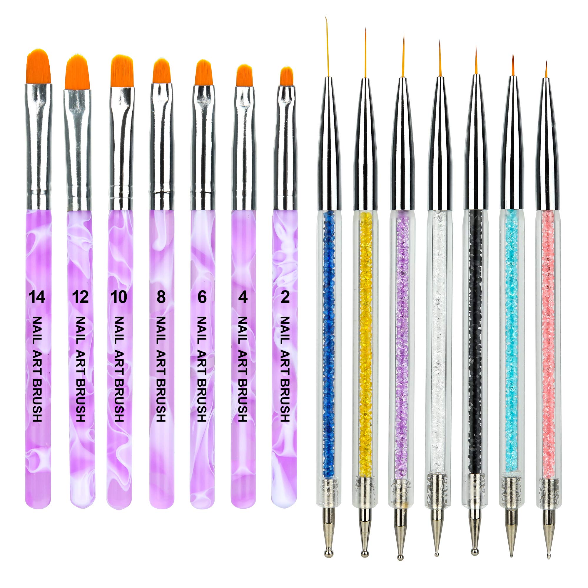 ertutuyi painting liner nail brush gel nail 3pcs design nylon acrylic  brushes art 