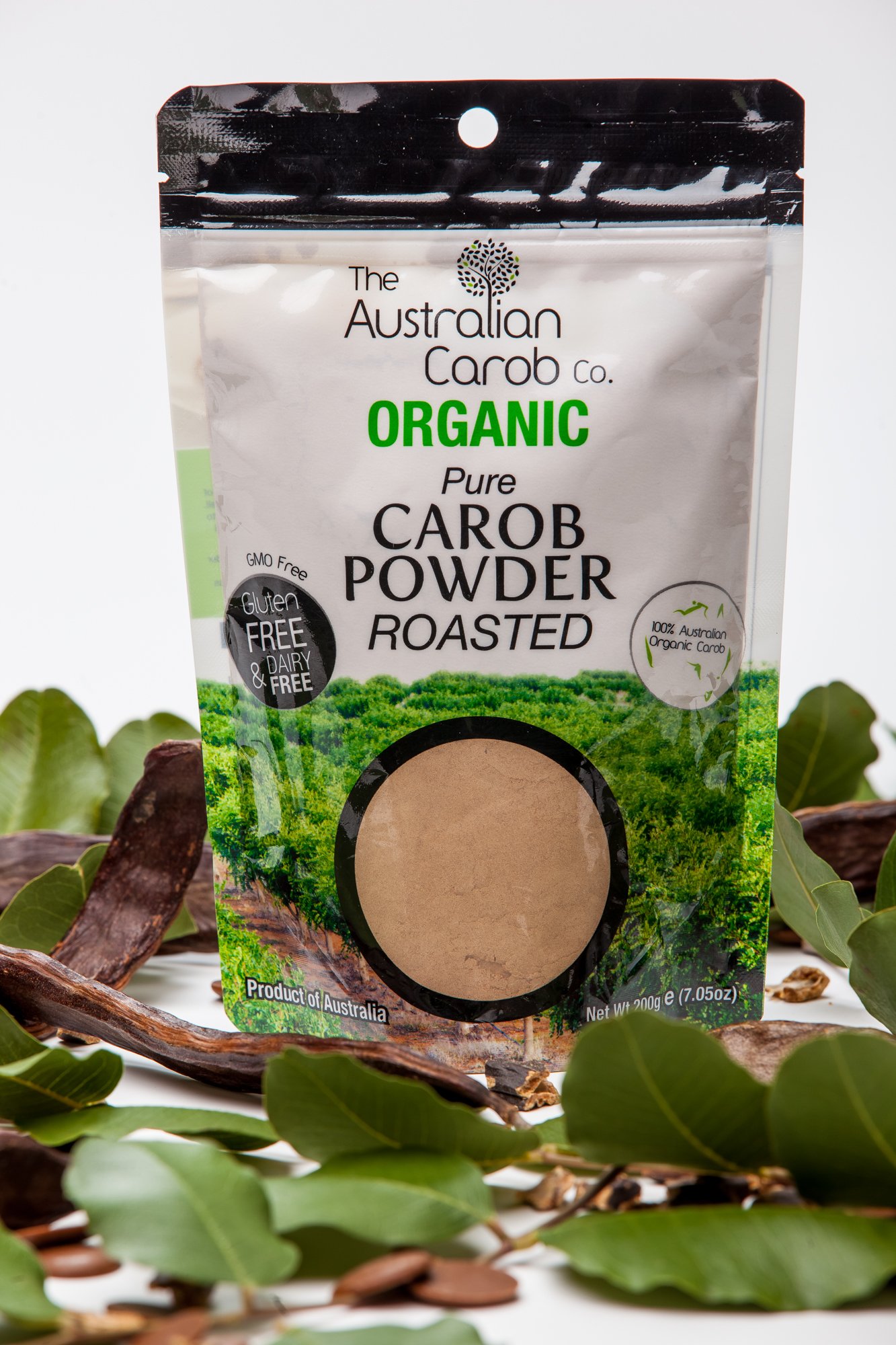 ORGANIC AUSTRALIAN CAROB CO. PREMIUM ROASTED CAROB POWDER, RESEALABLE