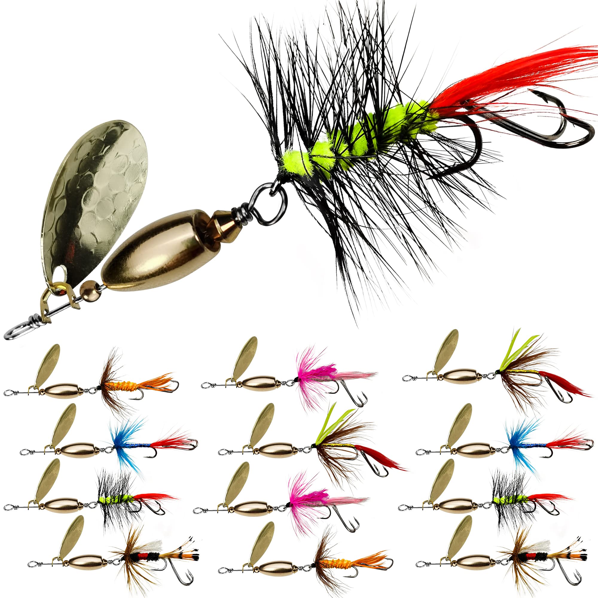 VMSIXVM Rooster Tail Fishing Lures, Spinner Baits Lure for Bass