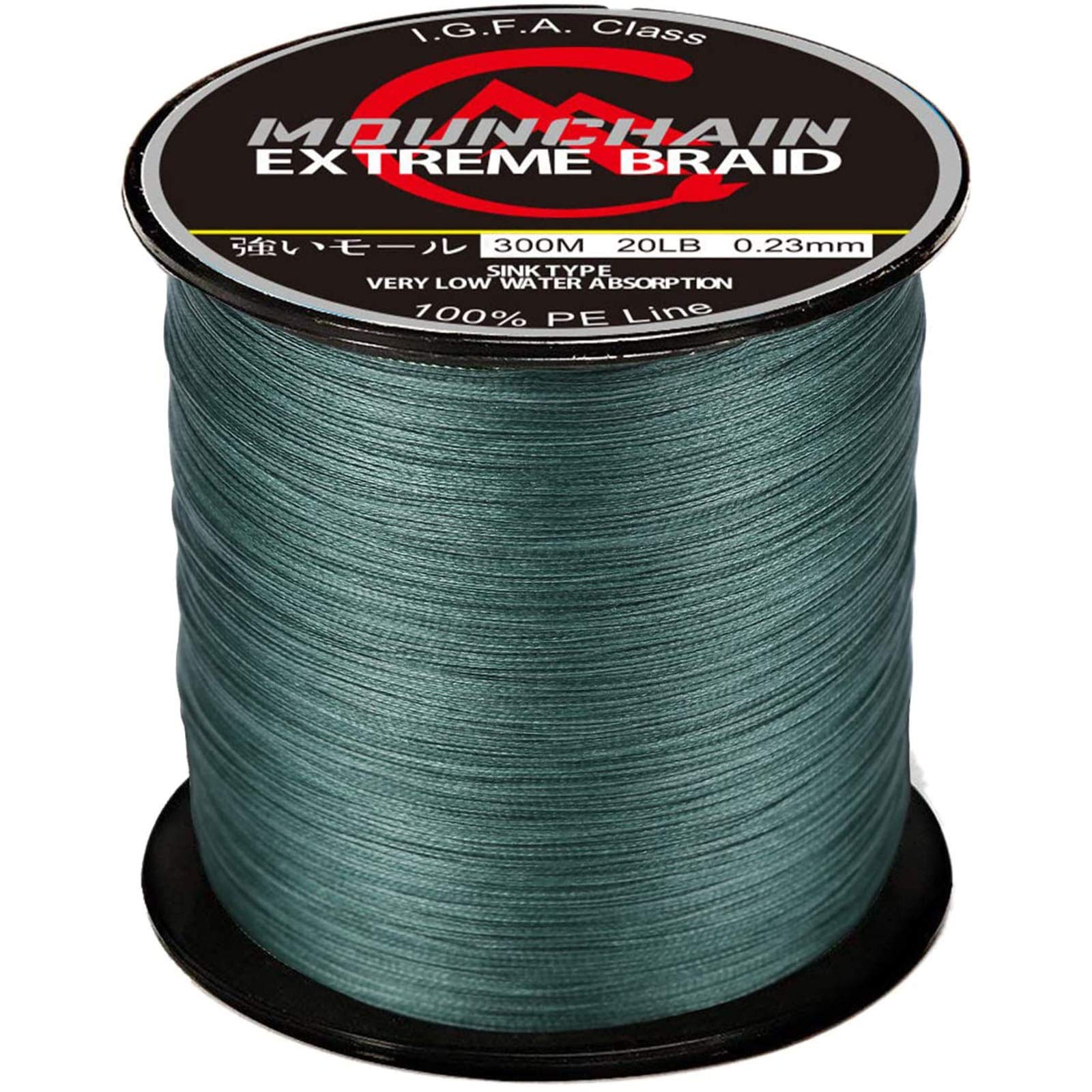 Mounchain Braided Fishing Line, 4 or 8 Strands Abrasion Resistant Braided  Lines Super Strong 100% PE Sensitive Fishing Line 300M / 500M / 1000M 8  Strands- 30LB - 328Yds Dark Green, braided fishing line