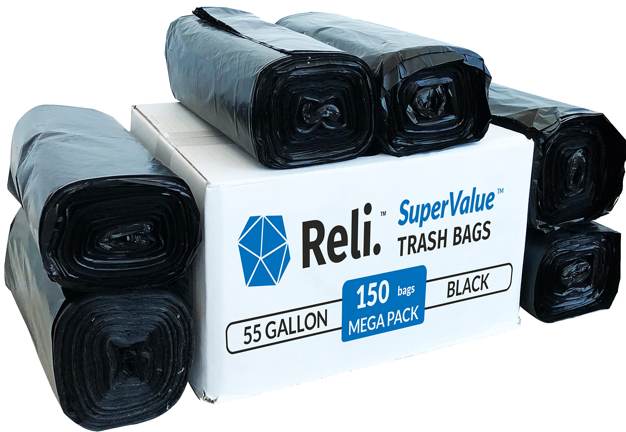 Reli. ProGrade Contractor Trash Bags 55 Gallon (20 Bags w/Ties