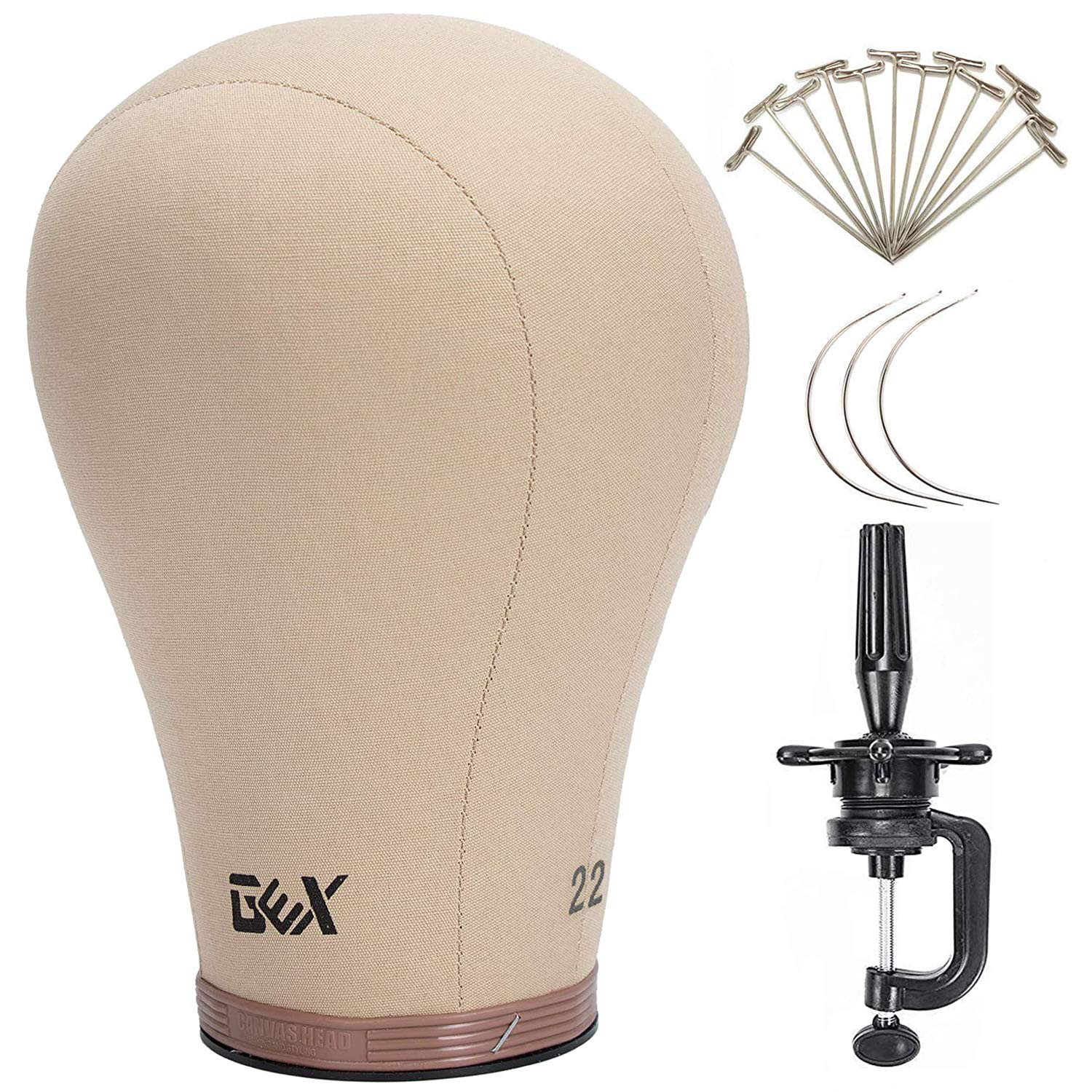  GEX 22 Cork Canvas Block Head + GEX Heavy Duty Mannequin  Tripod Wig Stand Bundle : Beauty & Personal Care