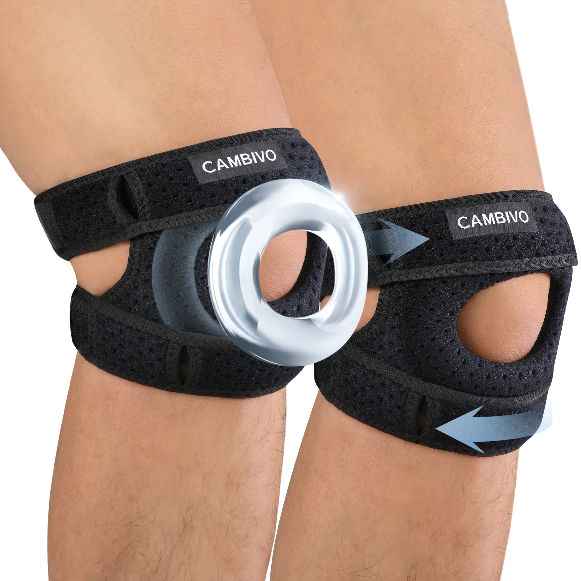 CAMBIVO 2 Pack Knee Brace with Side Stabilizers & Patella Gel Pad
