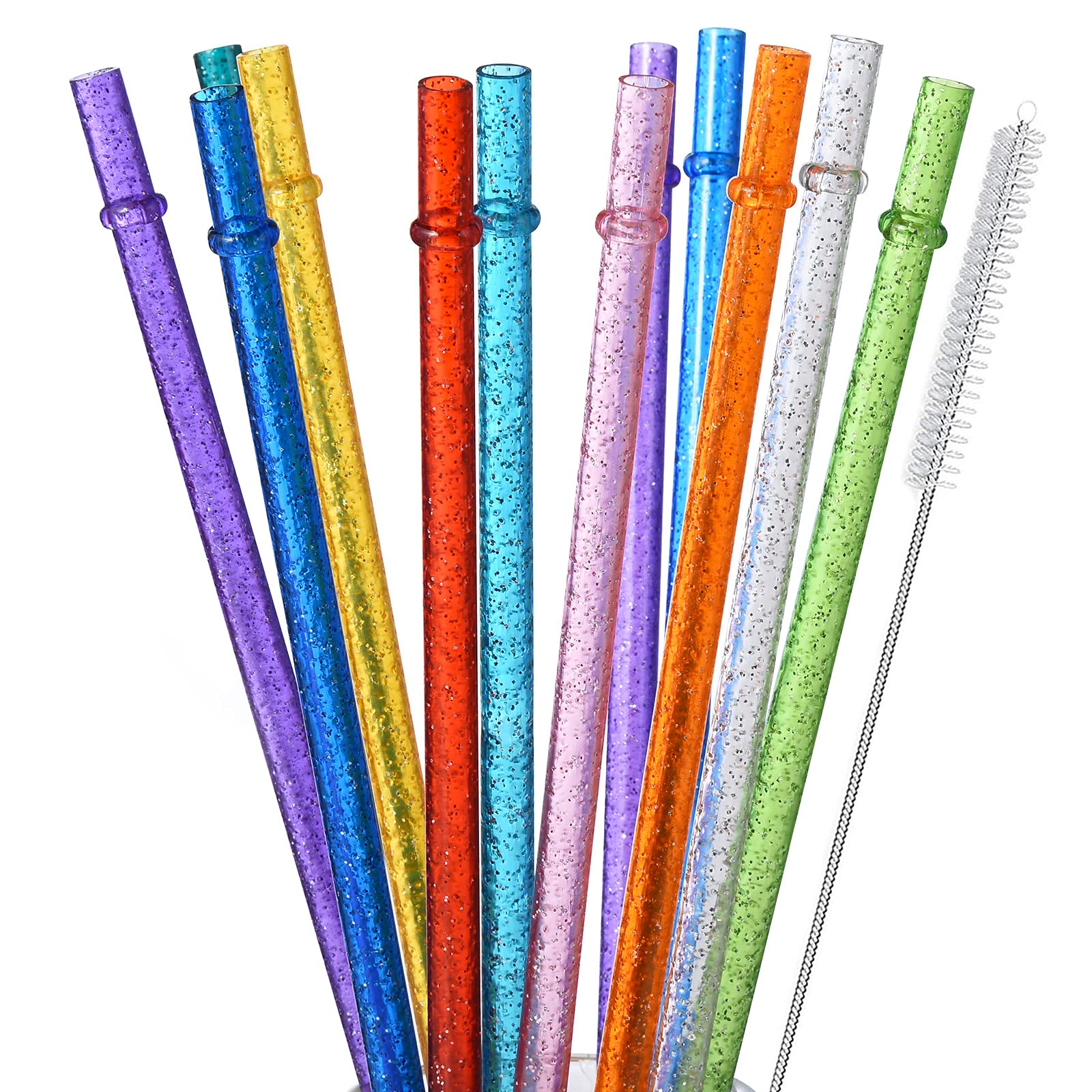 Reusable Hard Plastic Clear Straws 10.5 Inch Straws with Cleaning