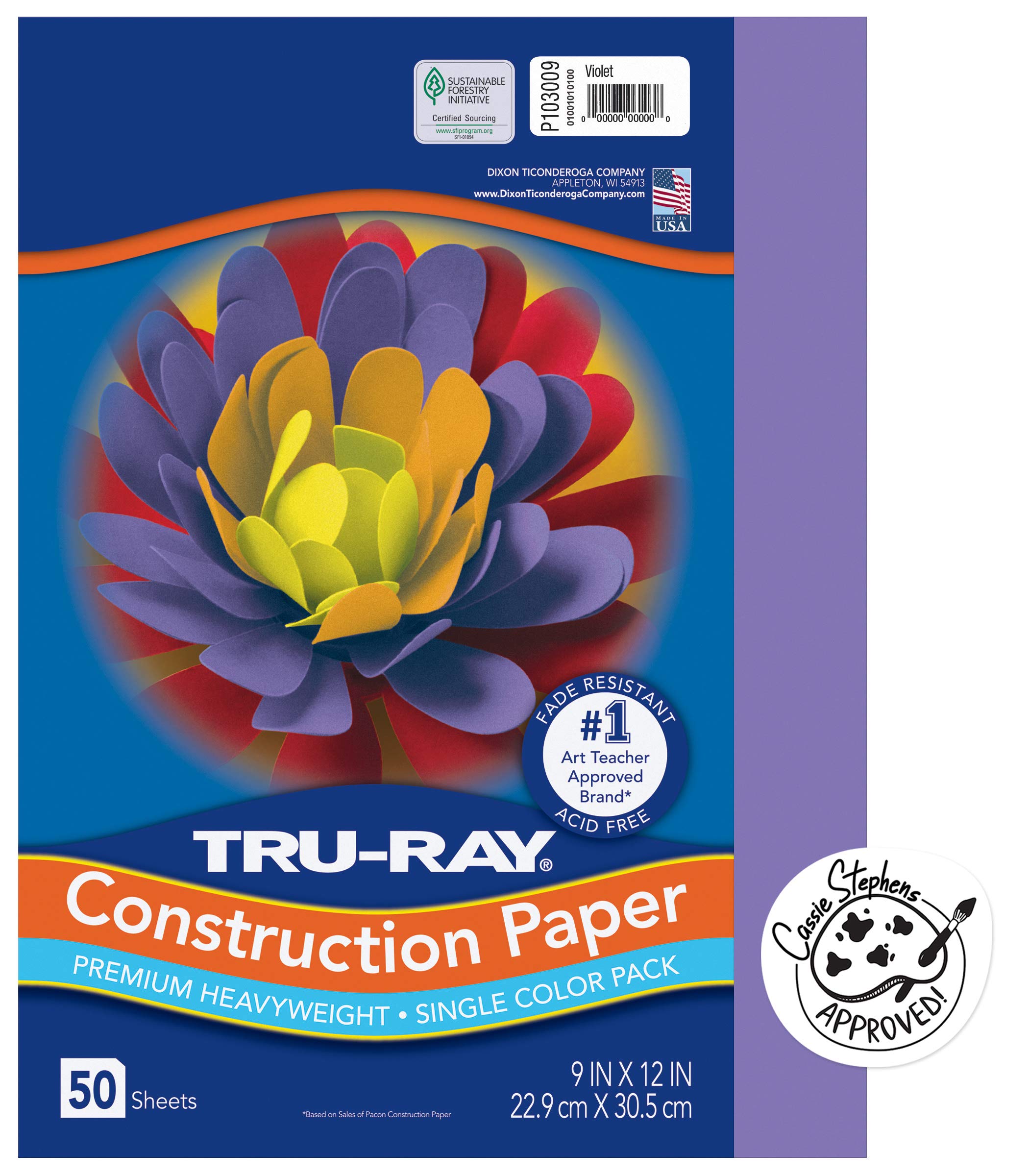 Tru-Ray Sulphite Construction Paper, 9 x 12 Inches, Lilac, 50 Sheets