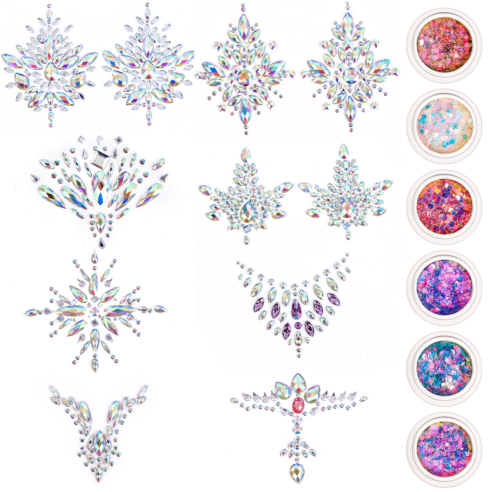 Hot Sale Rainbow Color Crystal Rhinestone Face Jewel Stickers Makeup  Holographic Face Body Chunky Glitter for Festival Party - China Tattoo  Sticker and Face Gems price