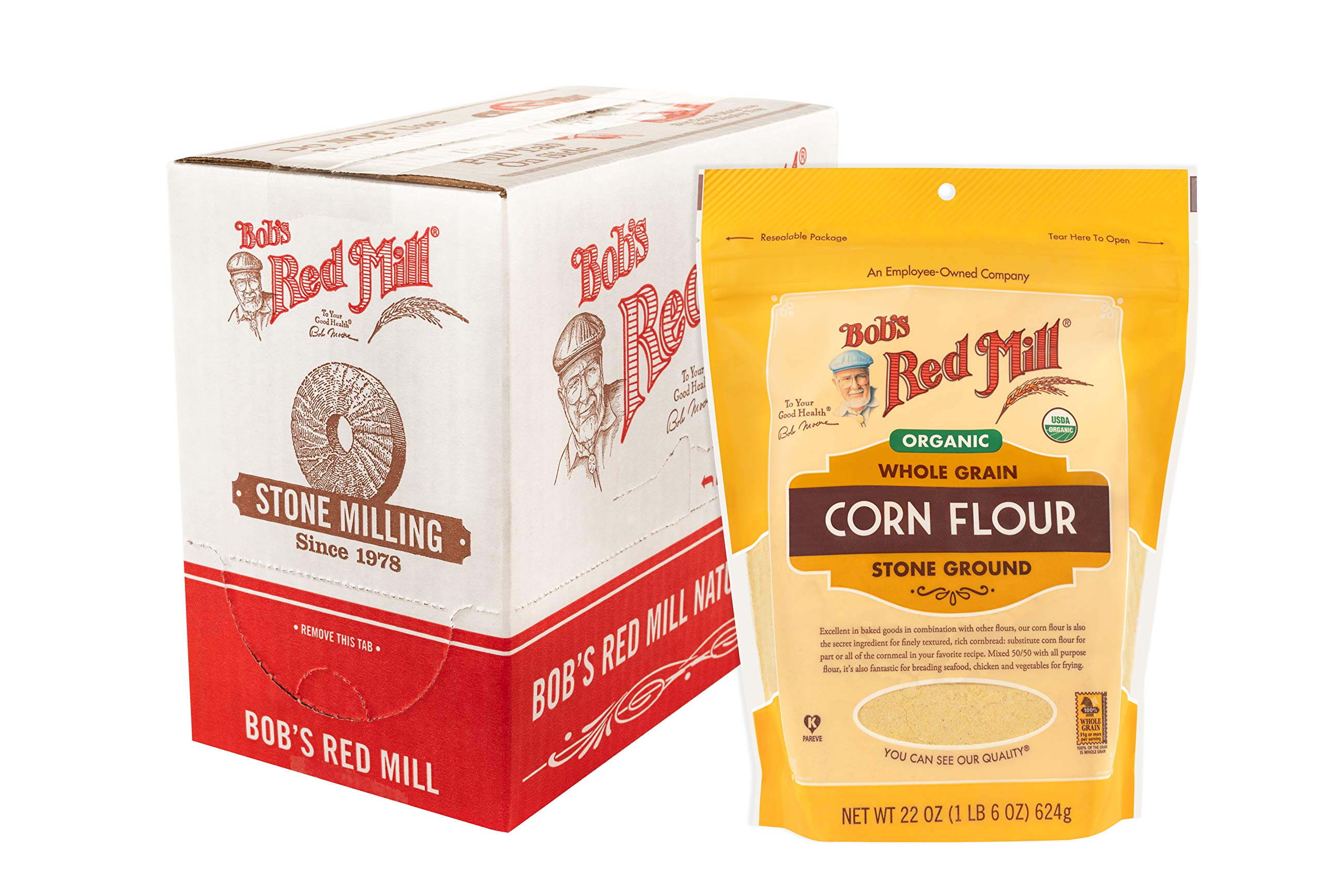 Bob's Red Mill Stone Ground Whole Grain, Corn Flour, 22 Ounce (Pack of 4)