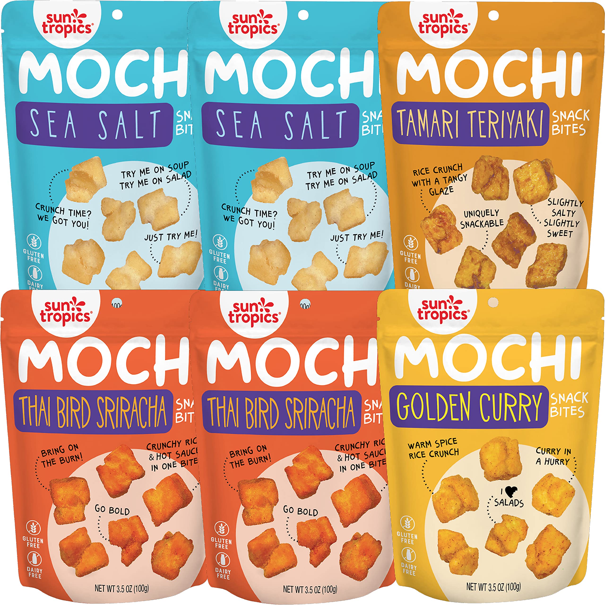 Sun Tropics Mochi Snack Bites, Variety Pack, 3.5 oz (6 Pack