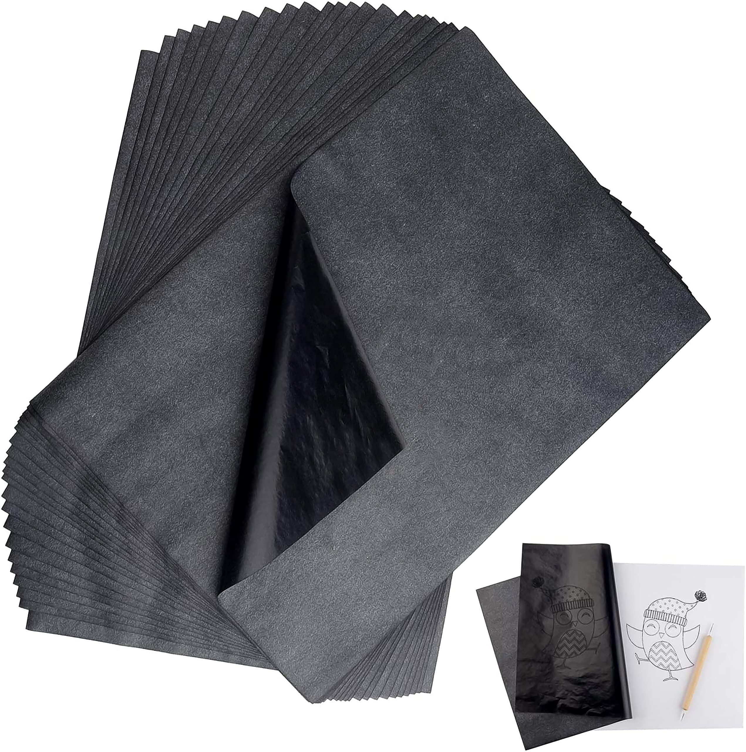 Paperzoid 30-Pack Carbon Paper for Tracing Patterns and Sketches, (8.5x11  Inches) A4 Size Black