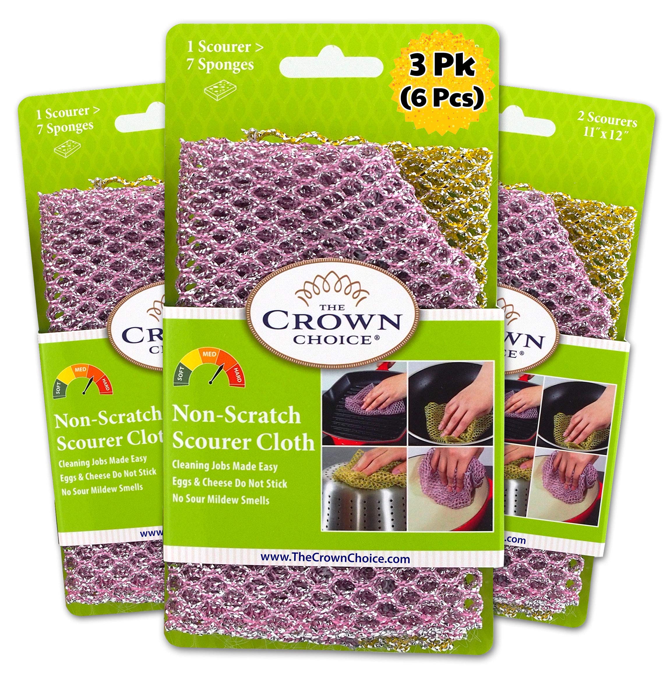 The Crown Choice Heavy Duty Non-Scratch Dish Scrubbers for Cleaning Dishes  & Pots (6Pcs) - Replace Kitchen Sponges for Dishwashing with Our Scouring  Pads - Try Our Alternative Dish Washing Scrub Sponge
