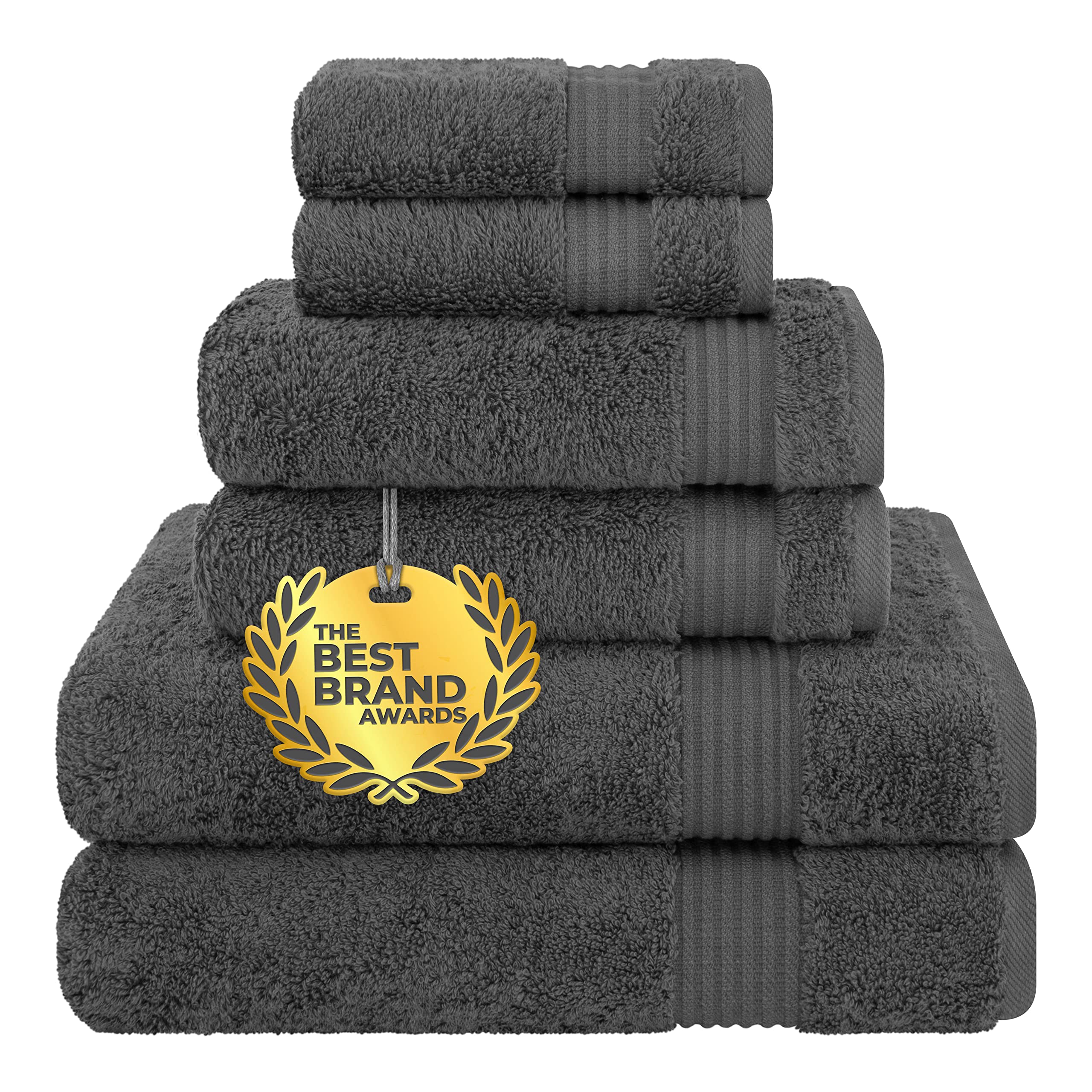 Cotton Paradise 6 Piece Towel Set, 100% Turkish Cotton Soft Absorbent Towels  for Bathroom, 2 Bath Towels 2 Hand Towels 2 Washcloths, Gray Towel Set 6  Piece Bath Towel Set Charcoal Grey