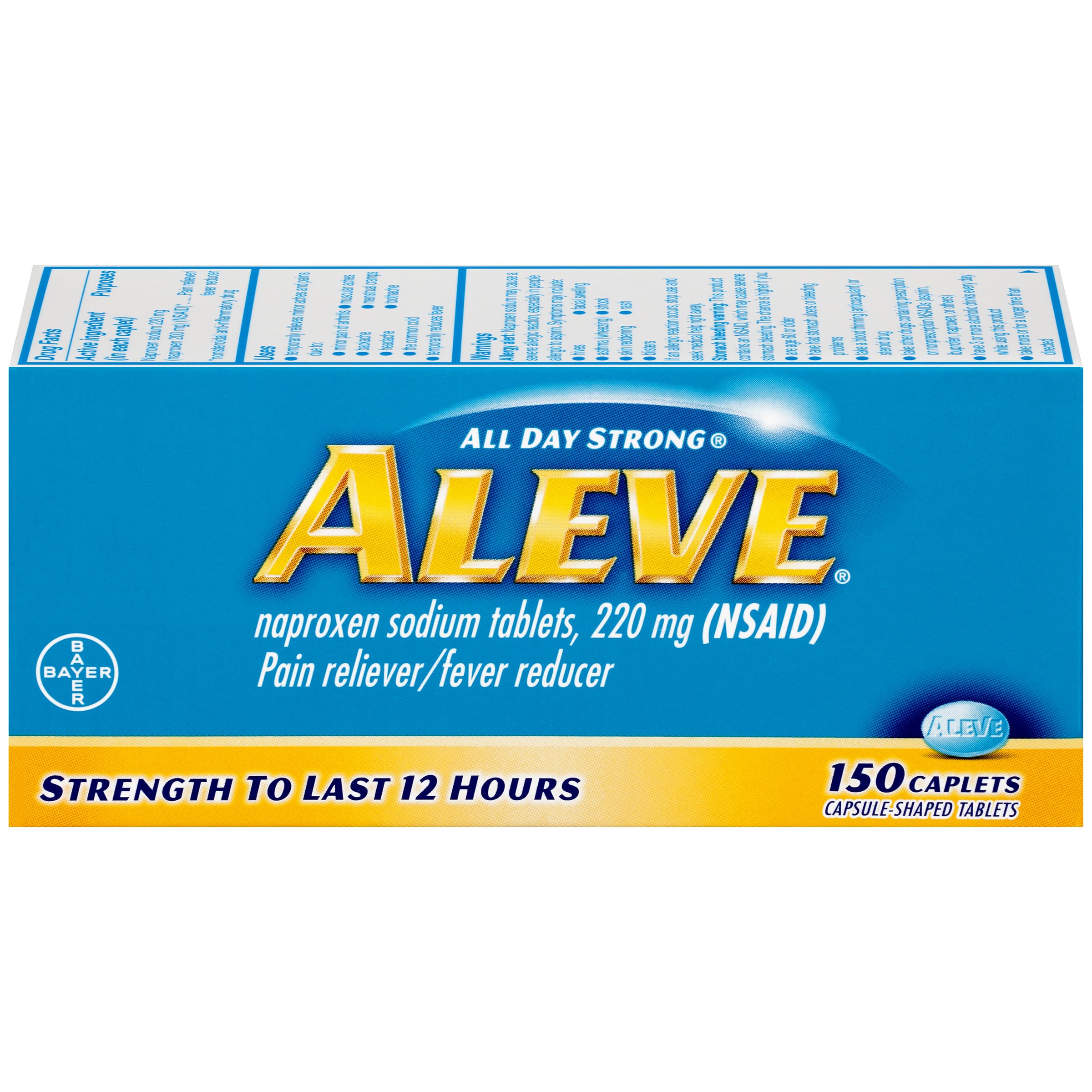 Aleve Caplets With Naproxen Sodium, 220mg (NSAID) Pain Reliever/Fever ...