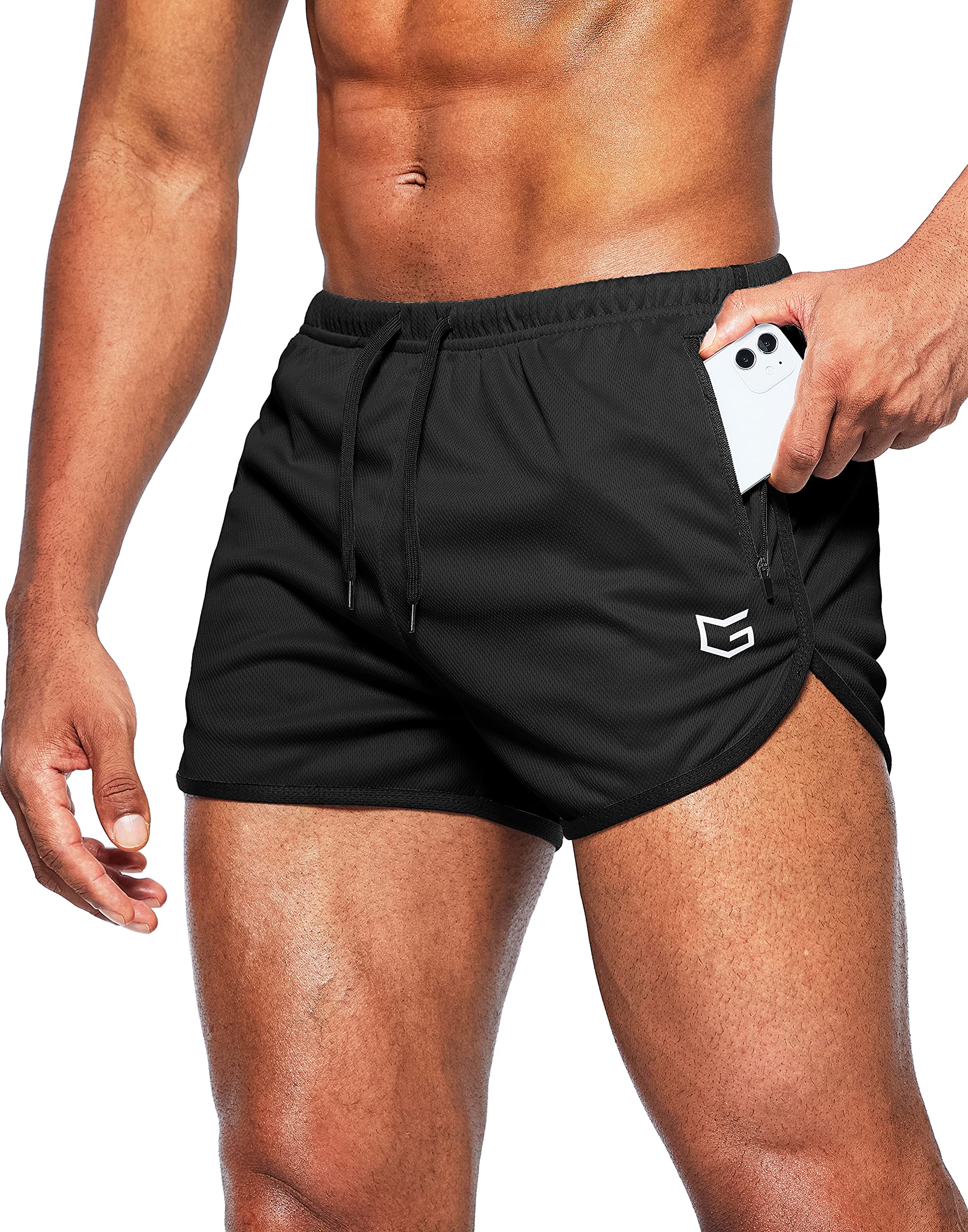 Mens Athletic Shorts, Gym Workout Shorts for Men Quick Dry Yoga Training  Running Shorts with Pockets, Black, 2XL