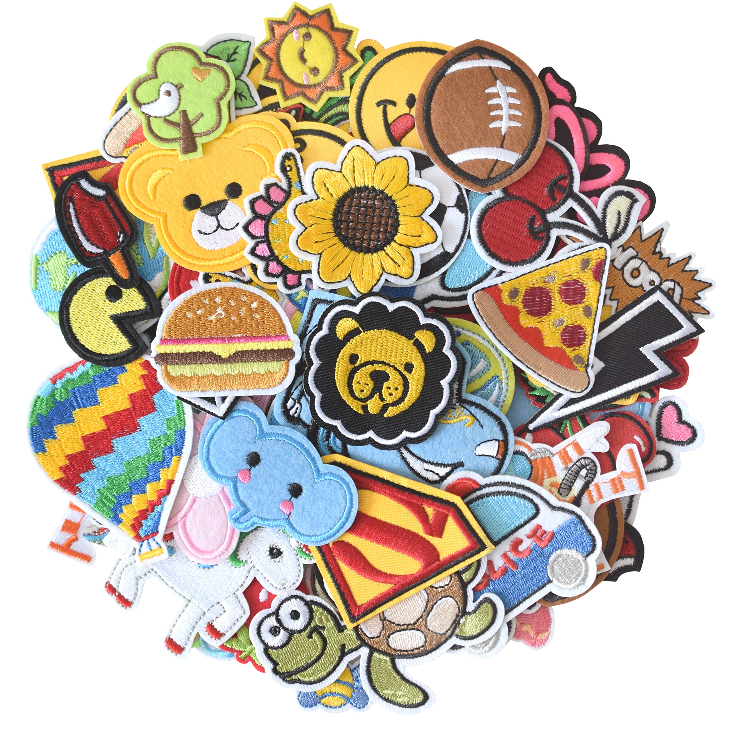 60Pcs Random Assorted Iron on Patches Cute Sew on/Iron on