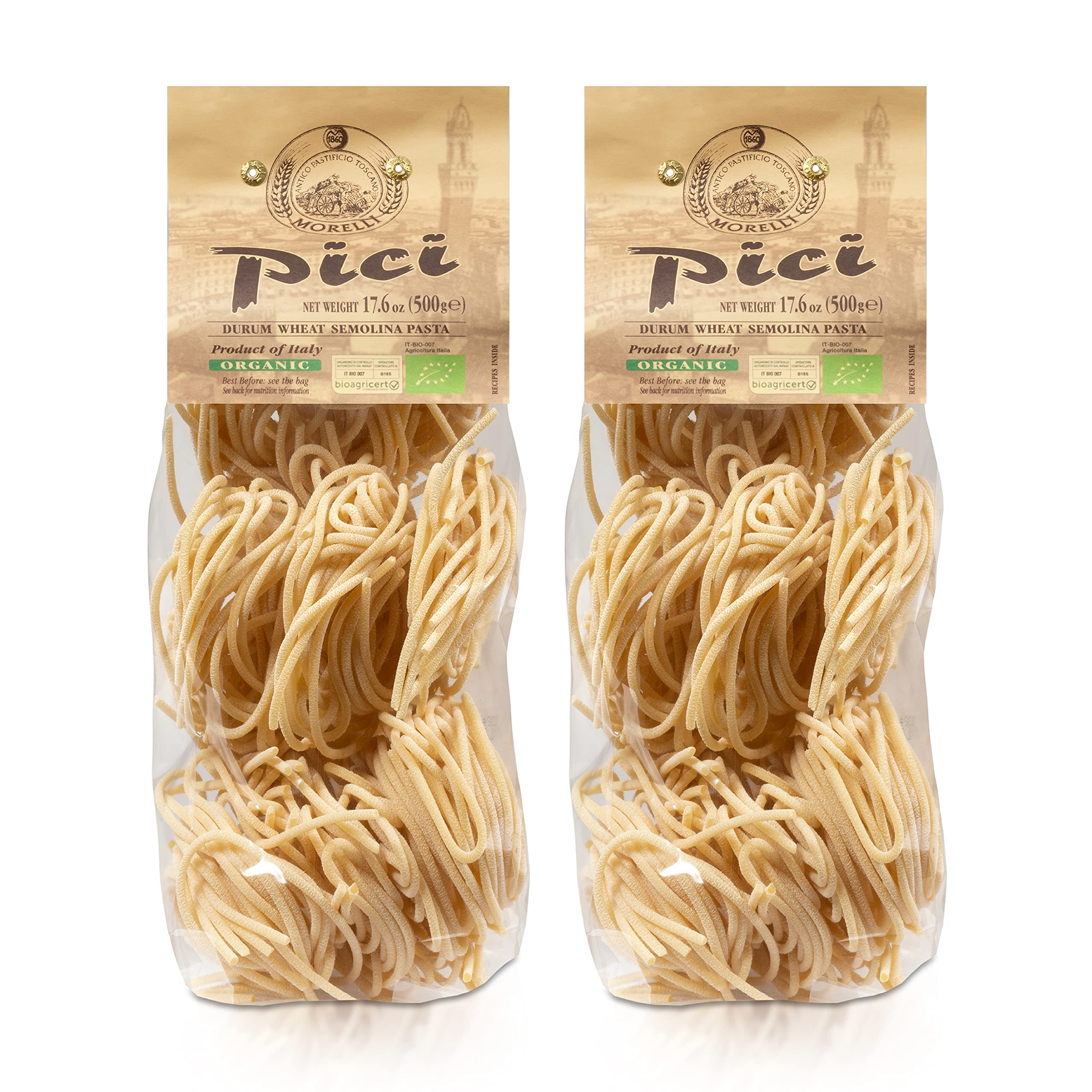 Morelli Organic Bucatini Pasta Noodles - Imported from Italy