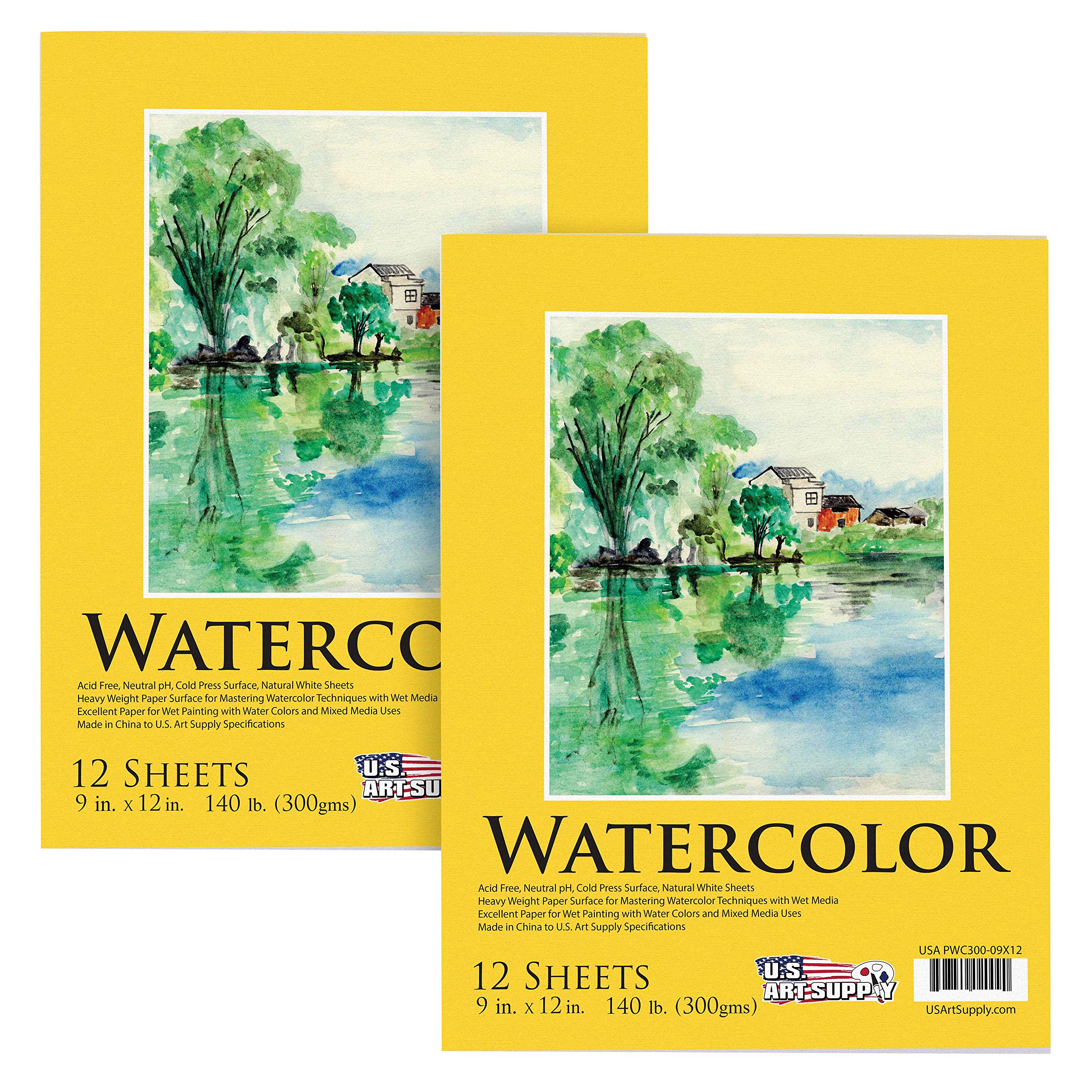 12 x 16 10-Sheet 8-Ounce Triple Primed Acid-Free Canvas Paper Pad (Pack  of 2 Pads)