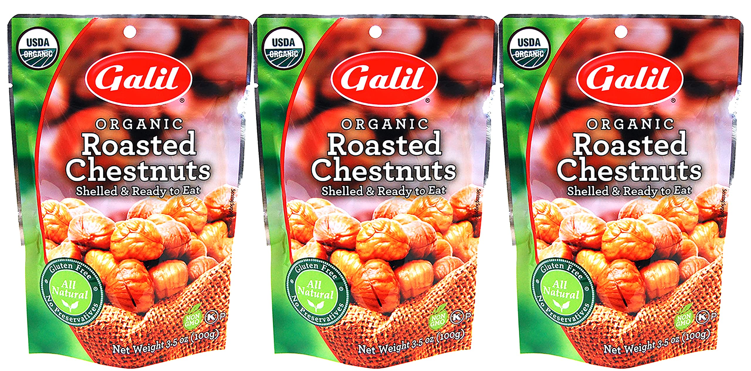 Galil Organic Roasted Chestnuts | Shelled | Ready to Eat Snack