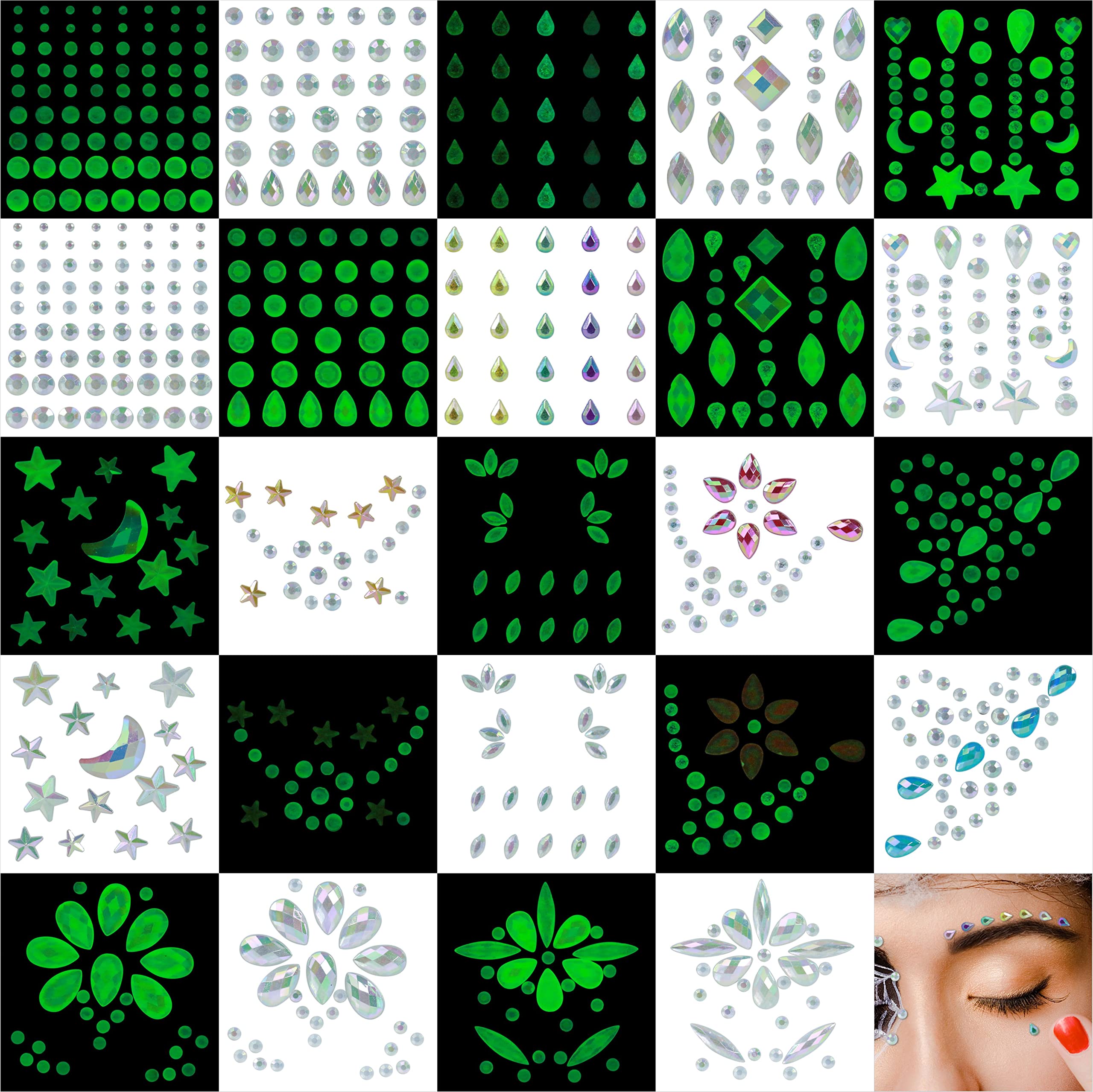 2806Pcs White Pearl Stickers-Eye Face Gems Jewels Temporary Tattoo