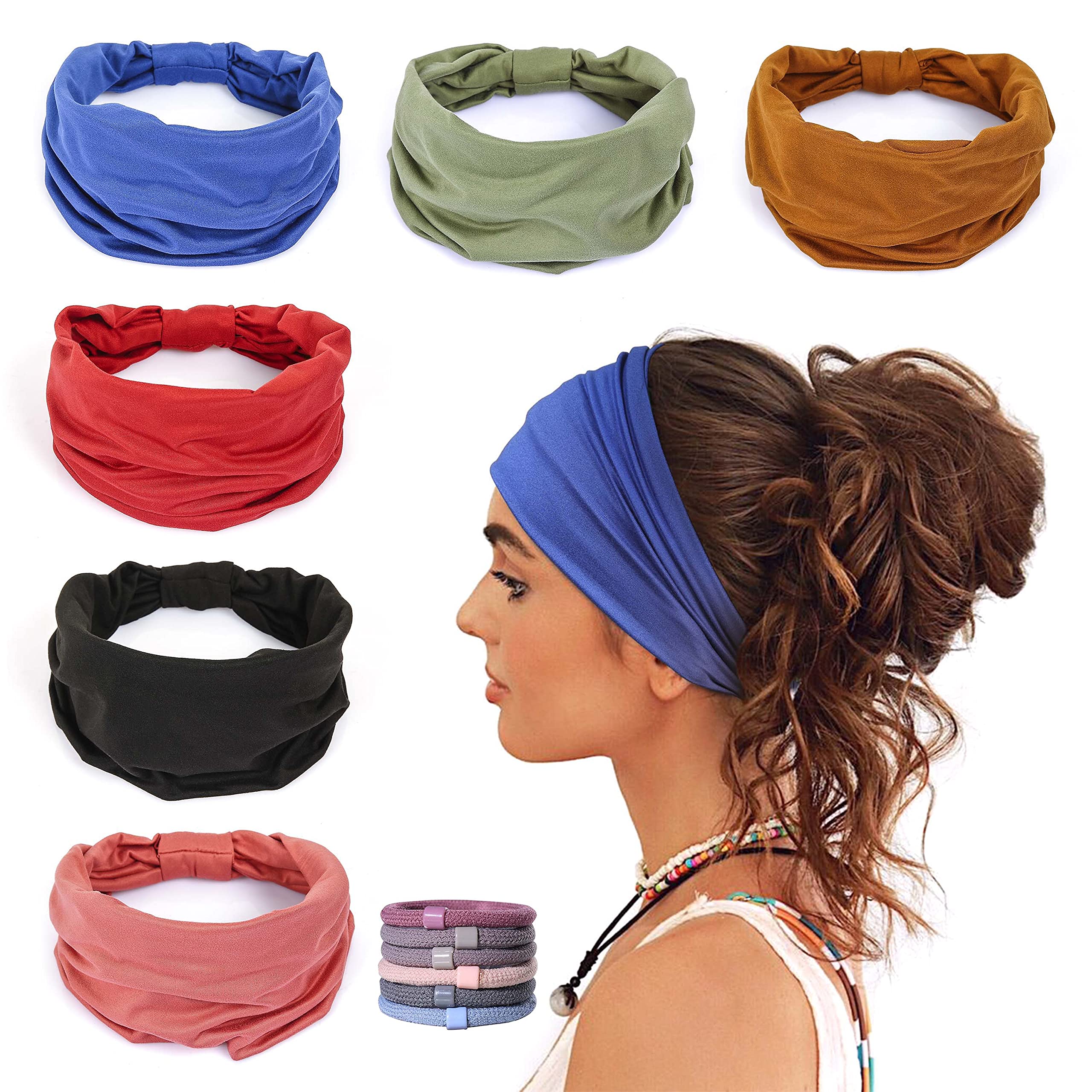 10 Pack Headbands for Women Sports Headbands Wide Hair Bands Sweatband Hair  Non Slip Stretchy Headbands for Yoga Sports Working out Fitness Hair  Accessories for Women Multicolor(pack of 10)