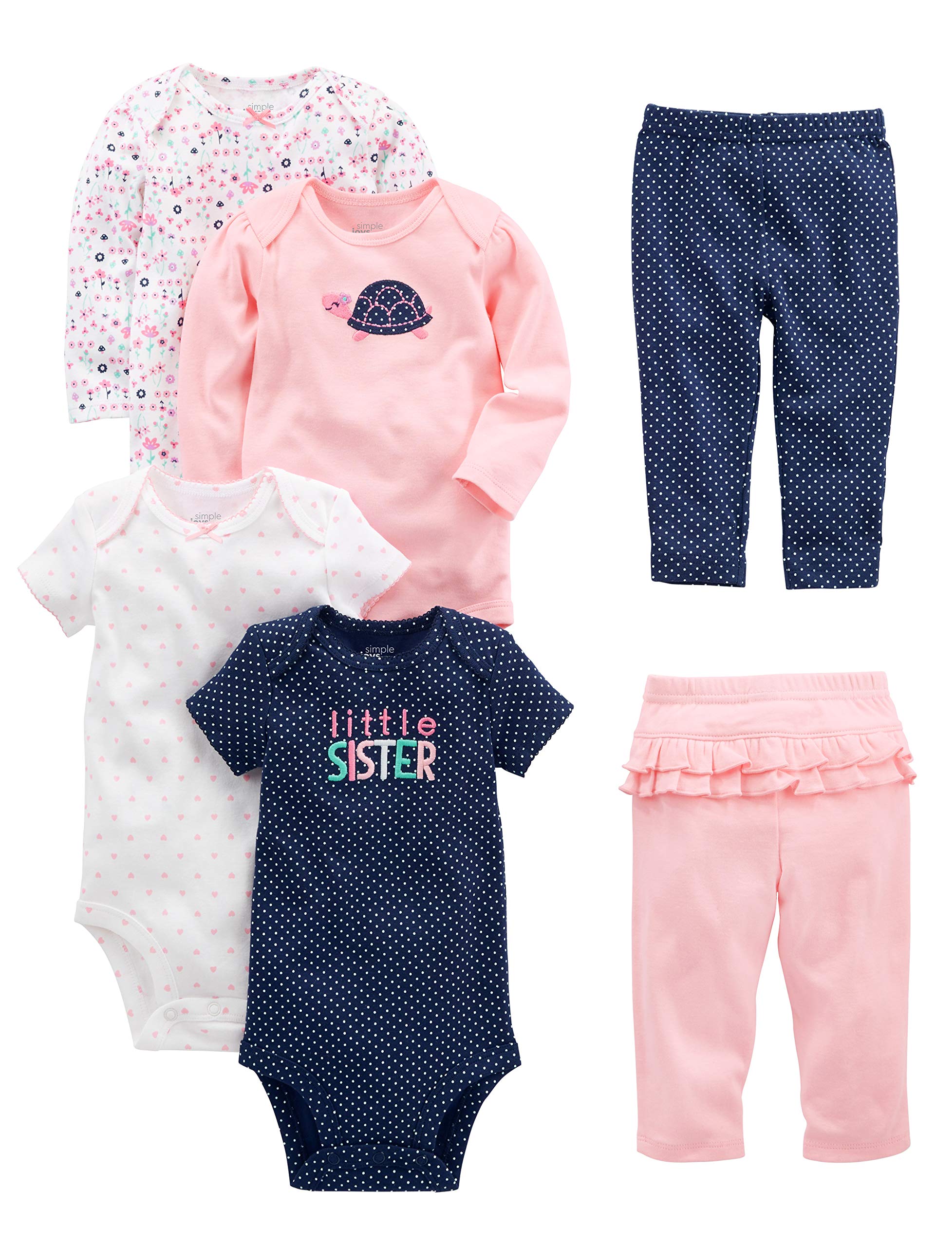 NEW Simple Joys Carters Baby Girls 4 Pack Pant 3 - 6 Month Stripe Polka Dot  Pink