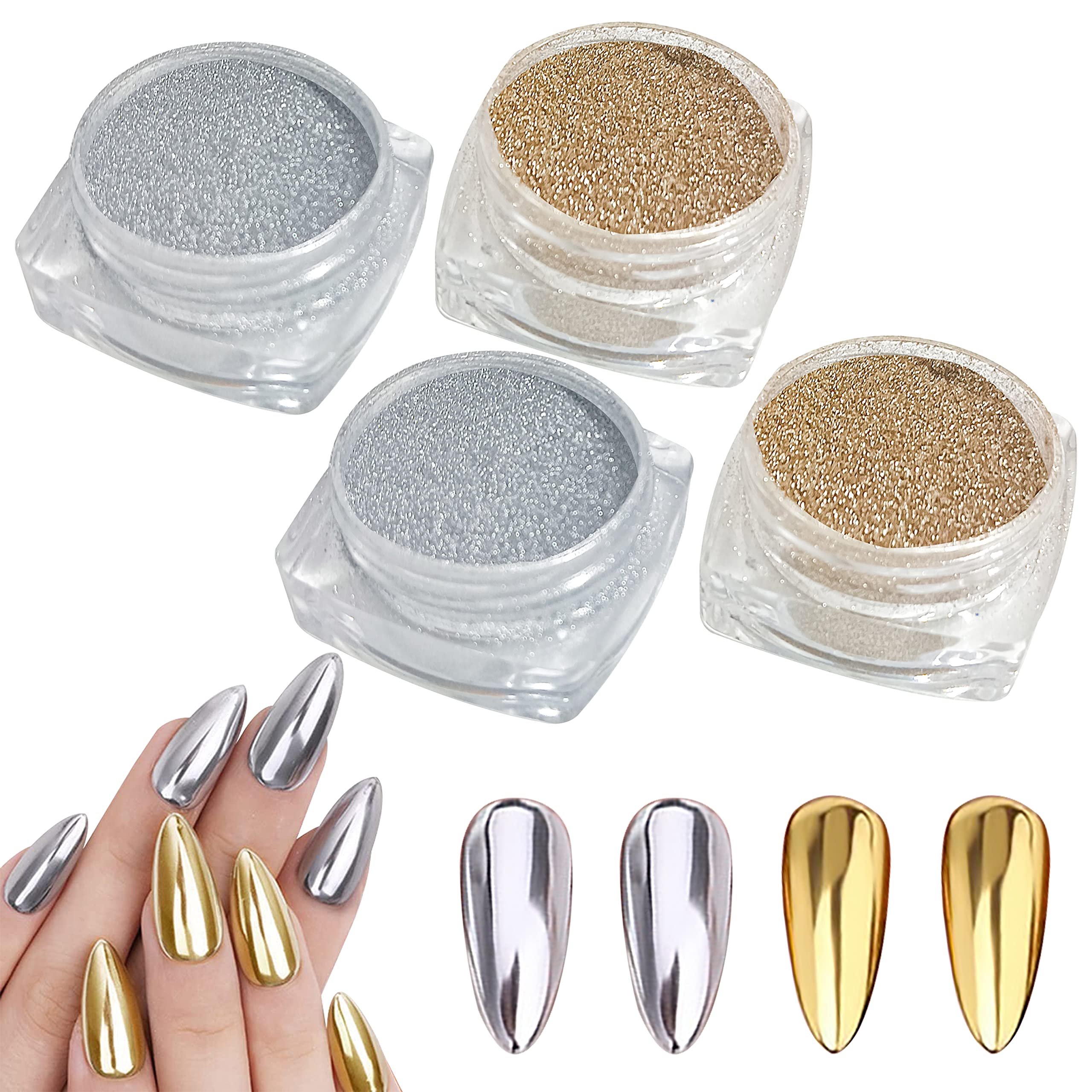  Gold Chrome Nail Powder - Christmas Nails Mirror Effect  Metallic Nail Powder Manicure Pigment, High Gloss Glitter Chrome Nail Art  Dust Nail Powder. : Beauty & Personal Care