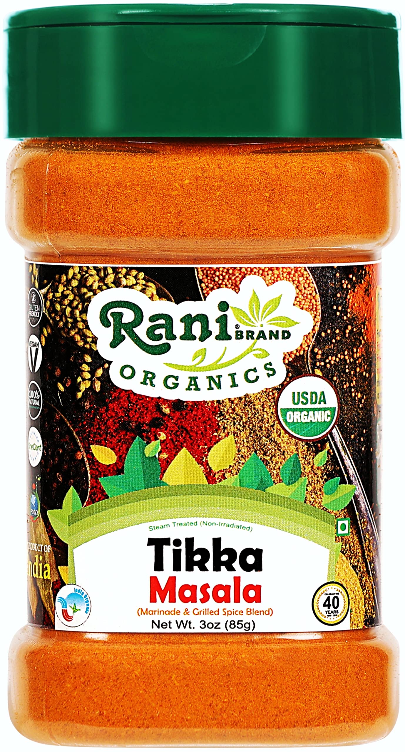 Rani Organic Tikka Masala (Marinade & Grilled Spice Blend) 6-Spice Indian  Blend 3oz (85g) PET Jar All Natural, Vegan, Gluten Friendly, NON-GMO, Indian Origin