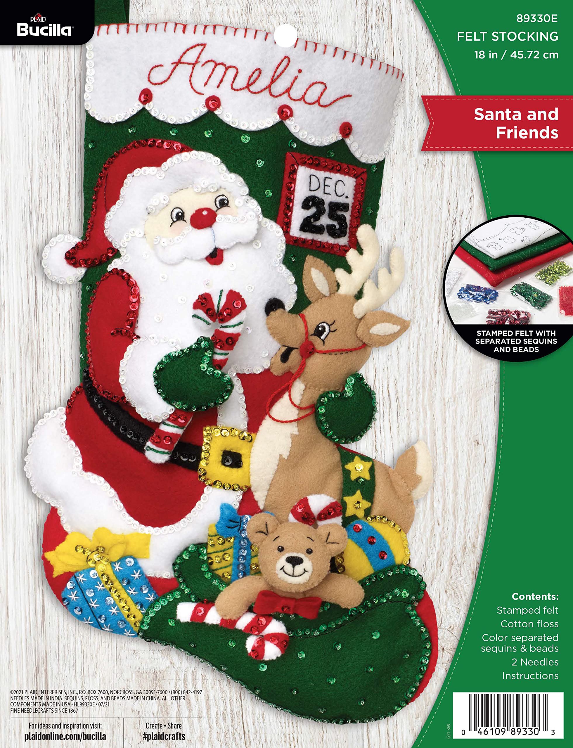 Bucilla Irish Santa 18 Felt Christmas Stocking Kit 85427, Shamrocks, Gifts  DIY 