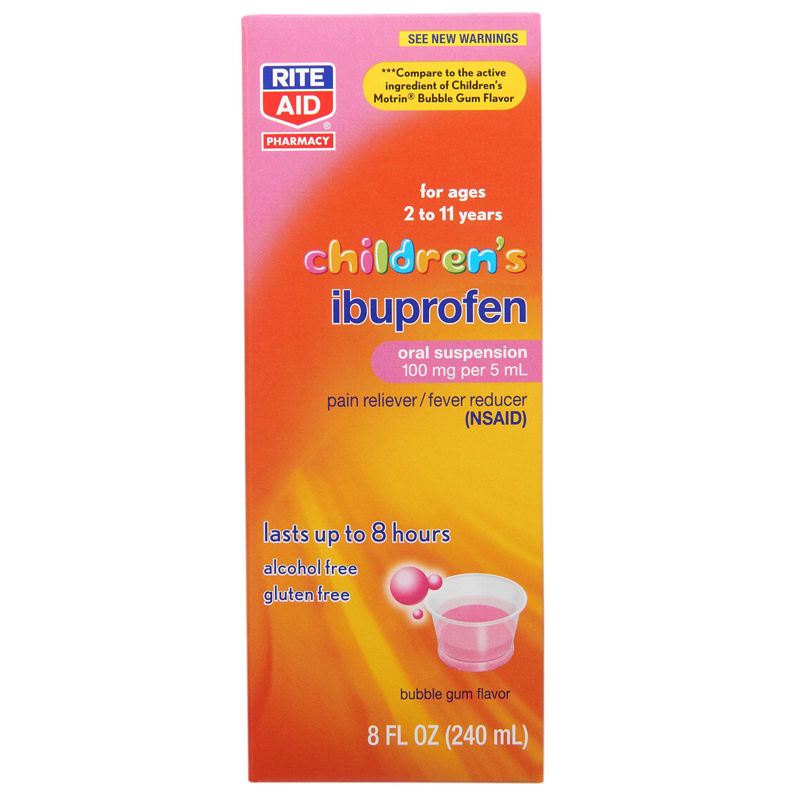 Rite Aid Children's Ibuprofen, Ages 211, Bubble Gum 8 oz Kids Pain