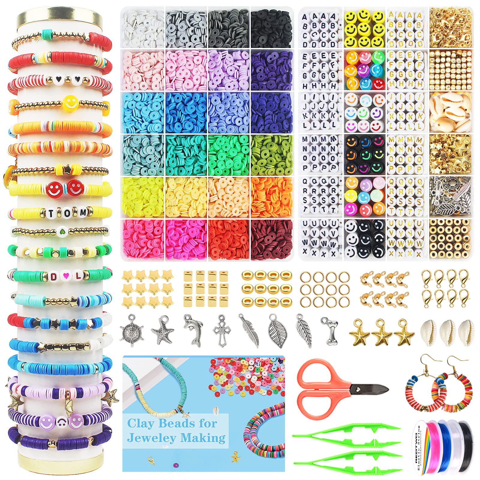 1 Set of Jewelry Making Clay Beads Bracelet Making Kit Polymer Clay Beads  for DIY Craft