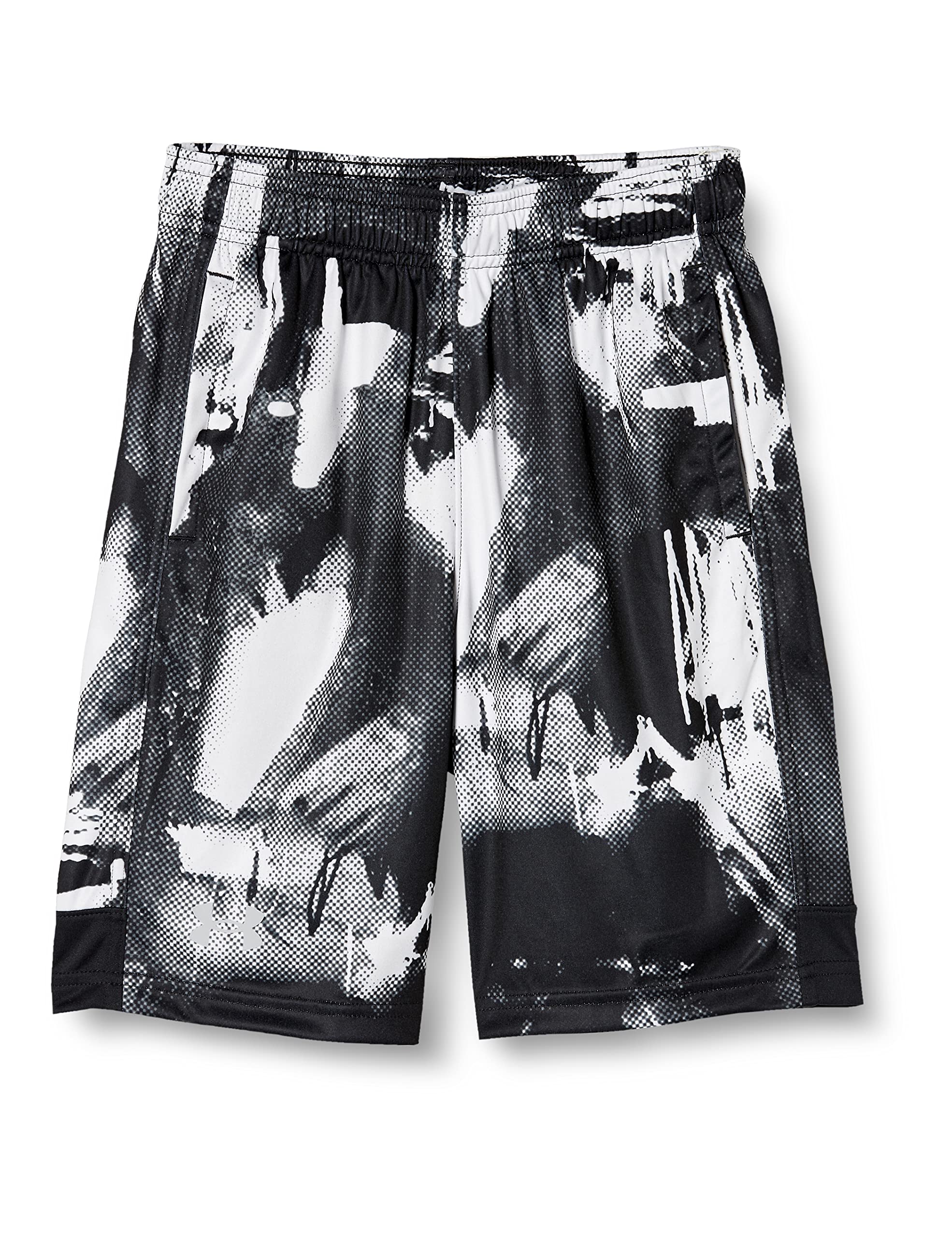 Under Armour Boys UA Velocity Printed 8 Inch Shorts (as1, Alpha, m,  Regular, Medium) Black/White