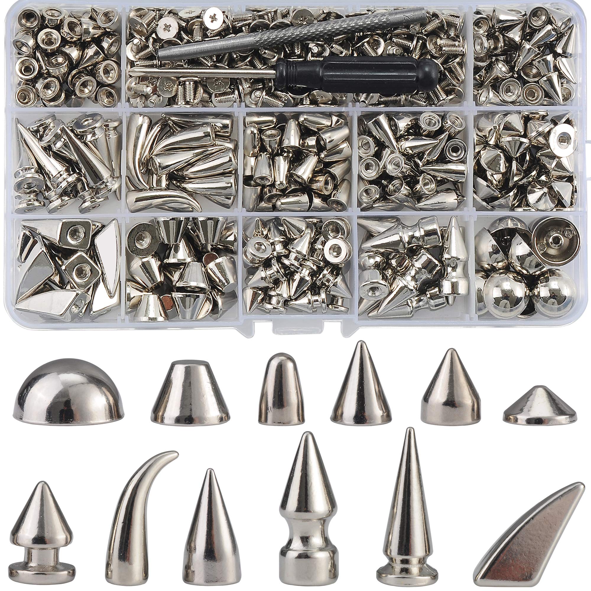 YORANYO 70 Sets Mixed Shape Spikes and Studs Assorted Sizes Spike
