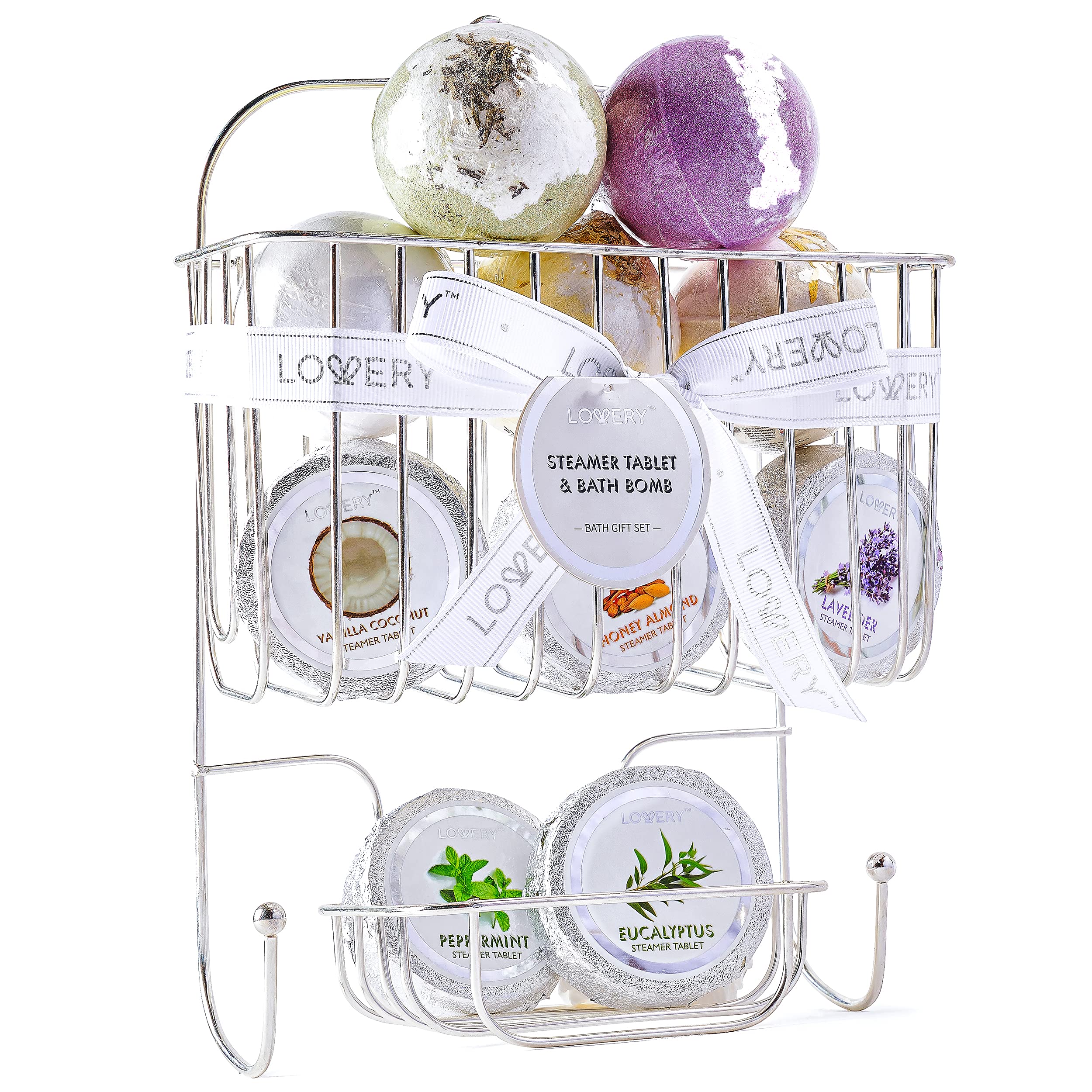 Lovery Essential Oil Shower Steamers and Bath Bombs Set - Lavender, Peppermint, Vanilla Coconut, Eucalyptus, Honey Almond Scented Aromatherapy