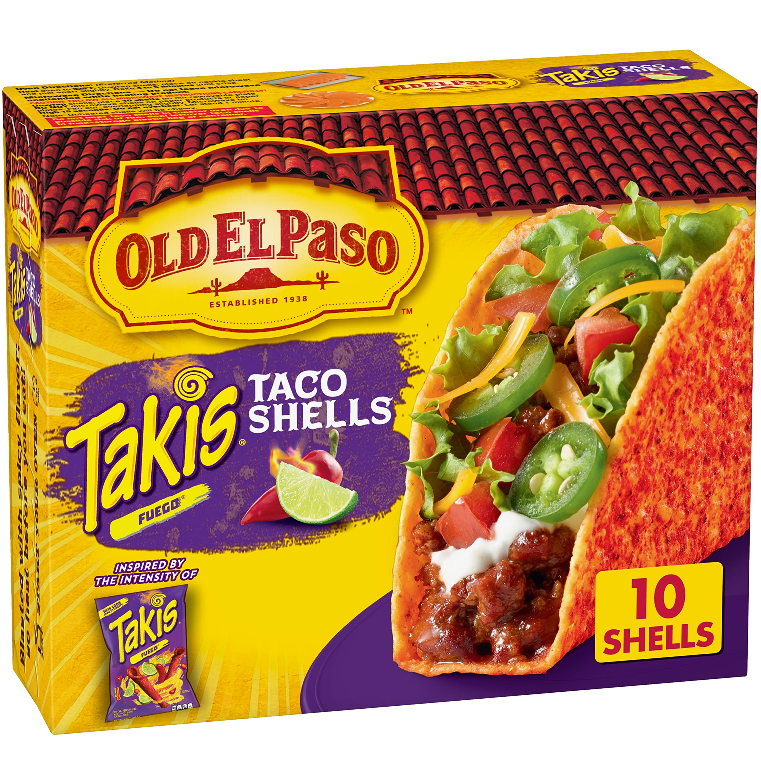 Old El Paso Takis Fuego Stand 'N Stuff Taco Shells 10Count