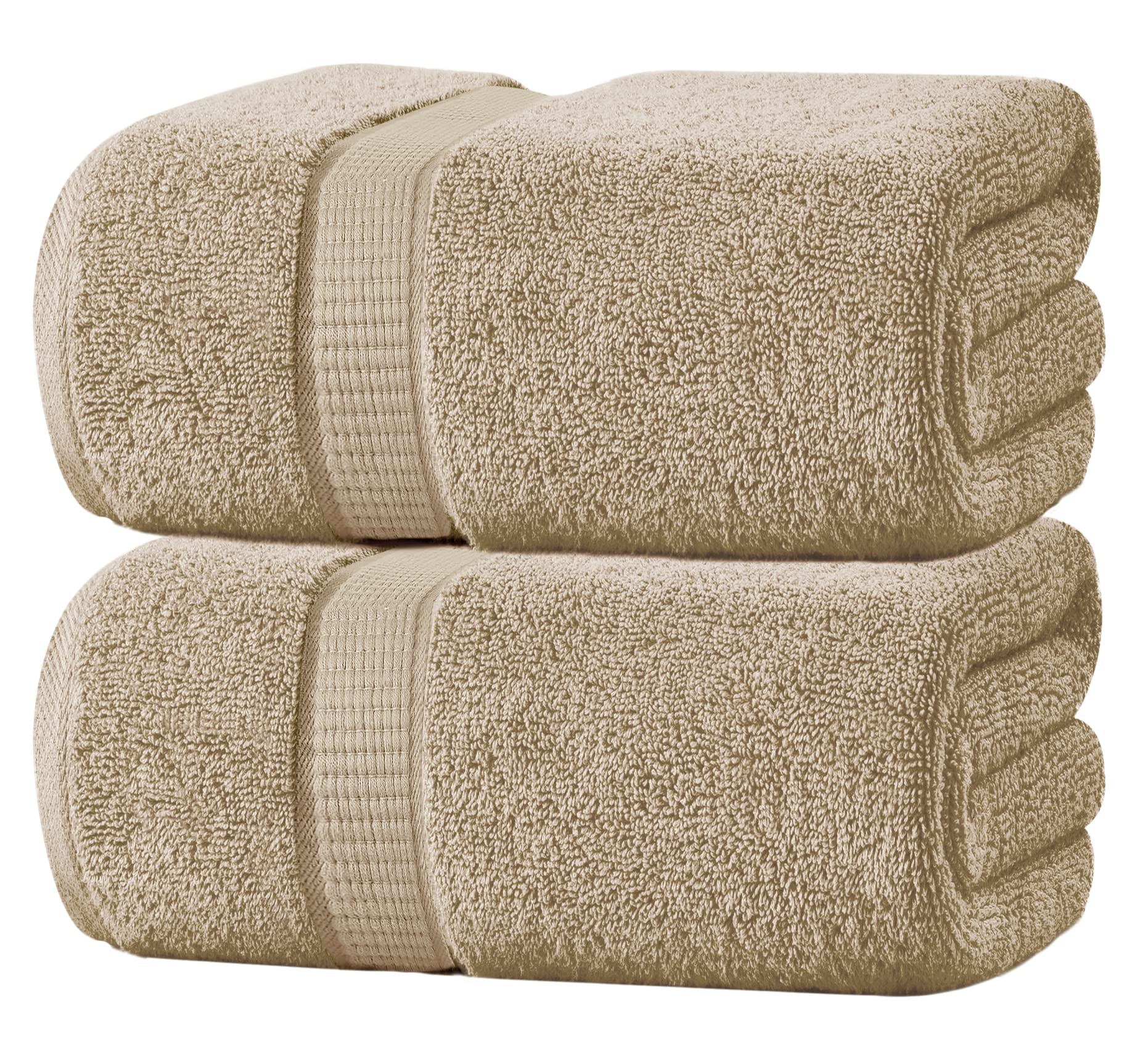 Oakias 2 Pack Luxury Bath Sheets Beige 35 x 70 Inches Highly Absorbent &  Soft 600