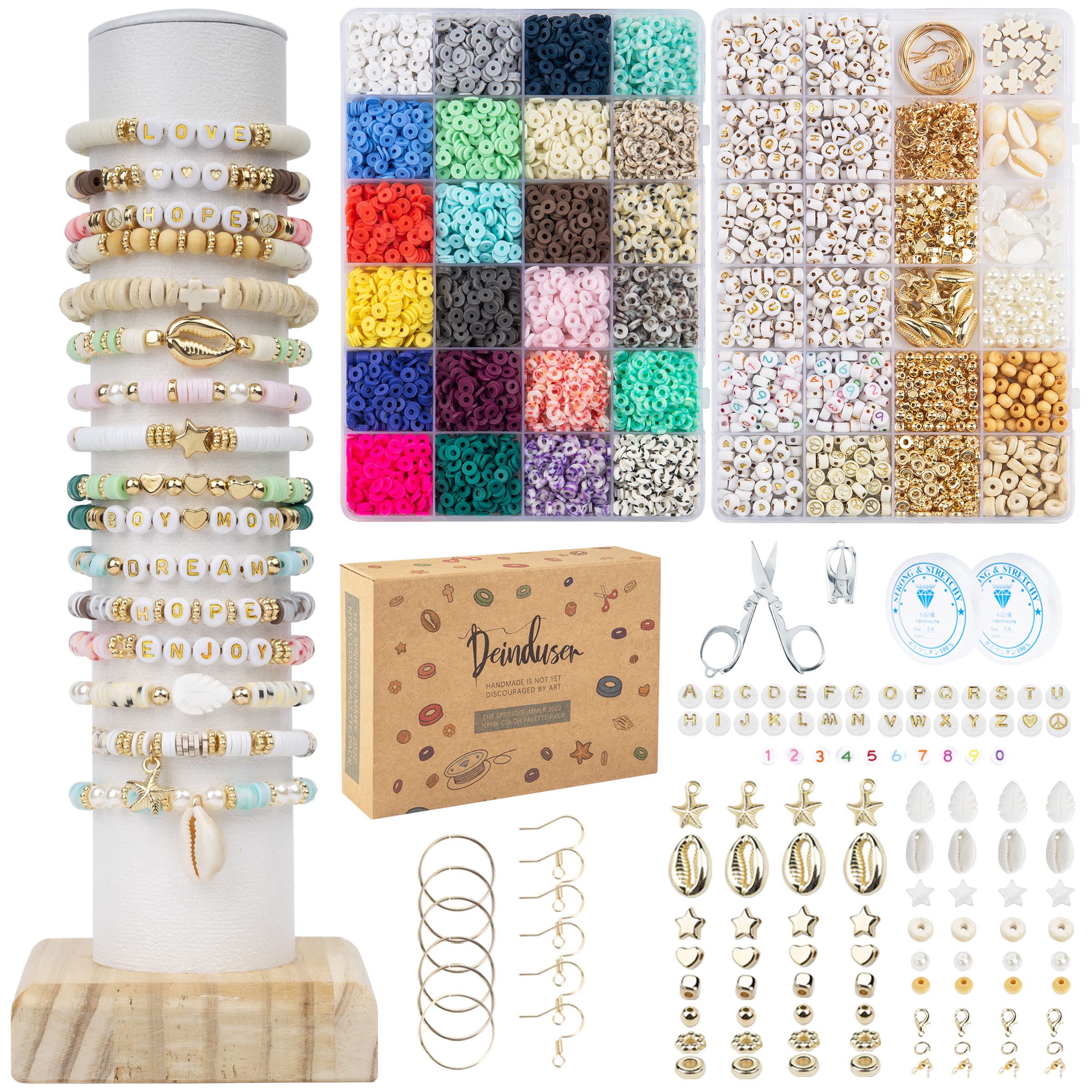 7200 Clay Beads Bracelet Making Kit24 Colors Polymer Flat Heishi