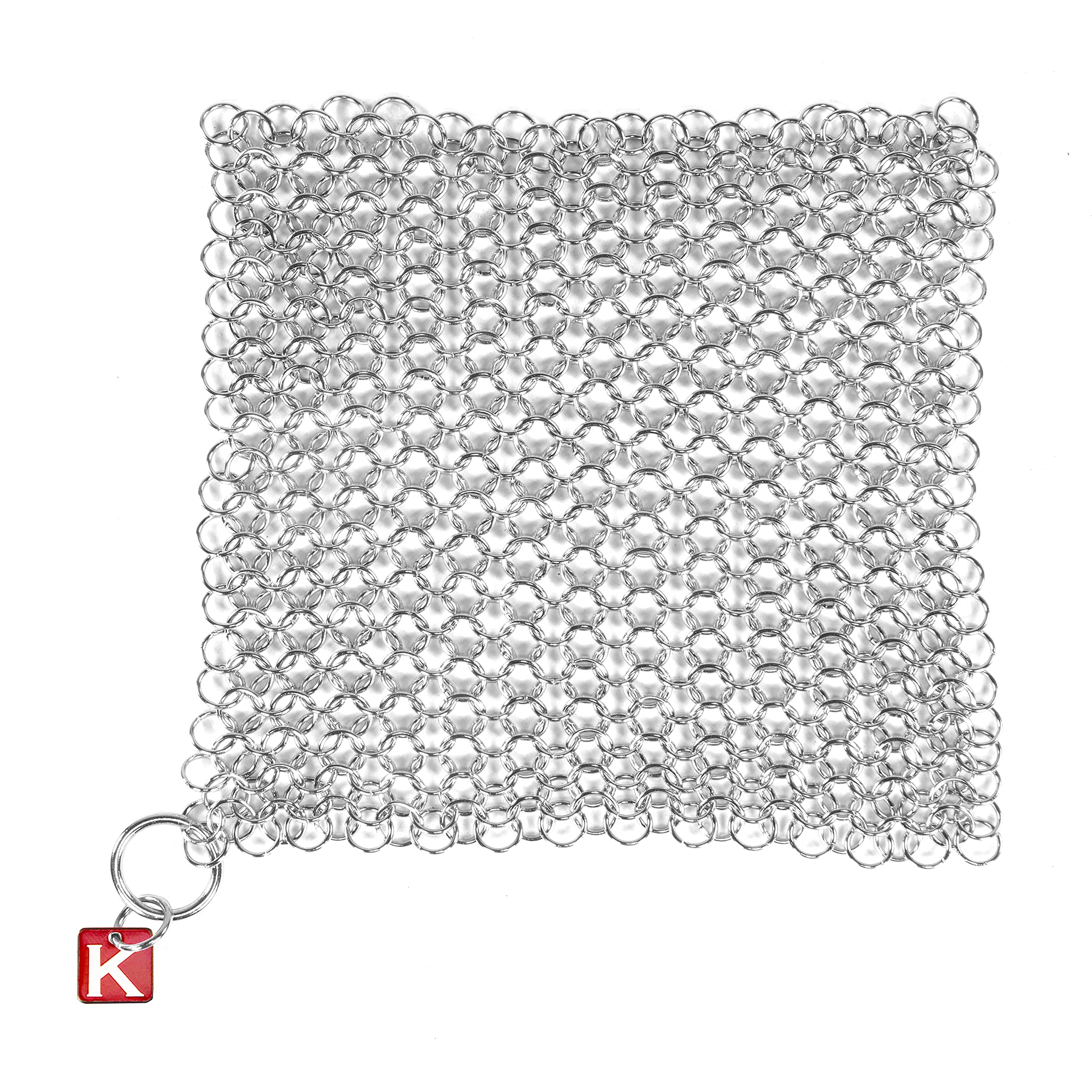 Knapp Made Small Ring Chainmail Scrubber - for Cast Iron, Premium Stainless Steel and Hard Anodized Cookware