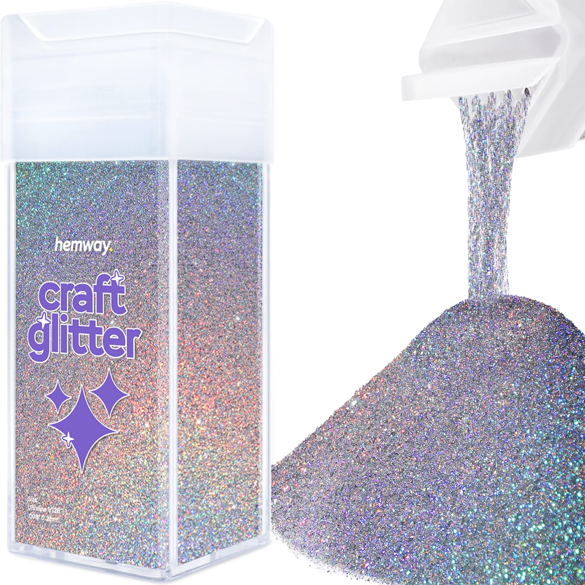 Hemway.com Silver Holographic Glitter Paint Additive simply mix with paint  for glitter walls 